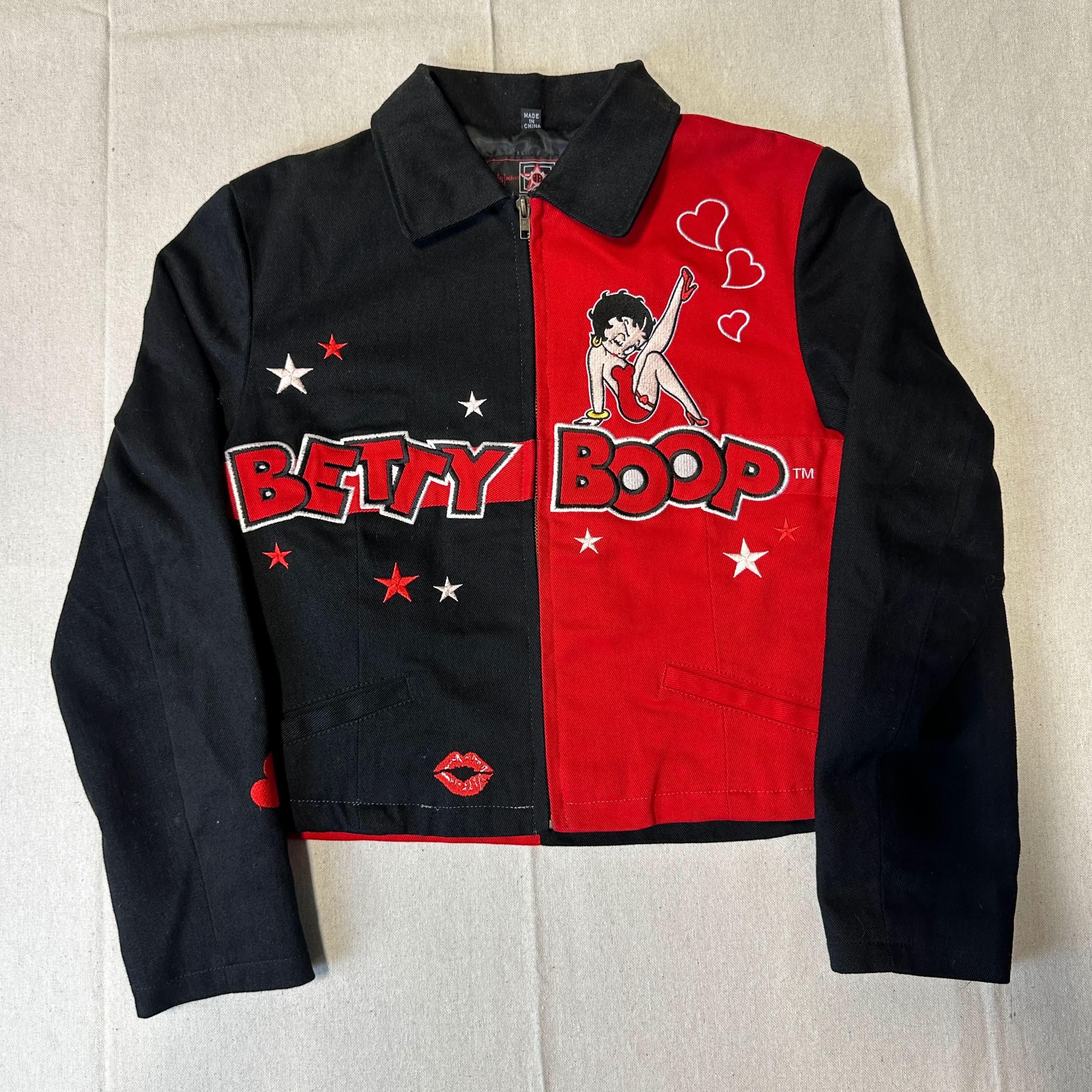 Vintage JH Design Betty Boop Embroidered Two-Tone Jacket Size M
