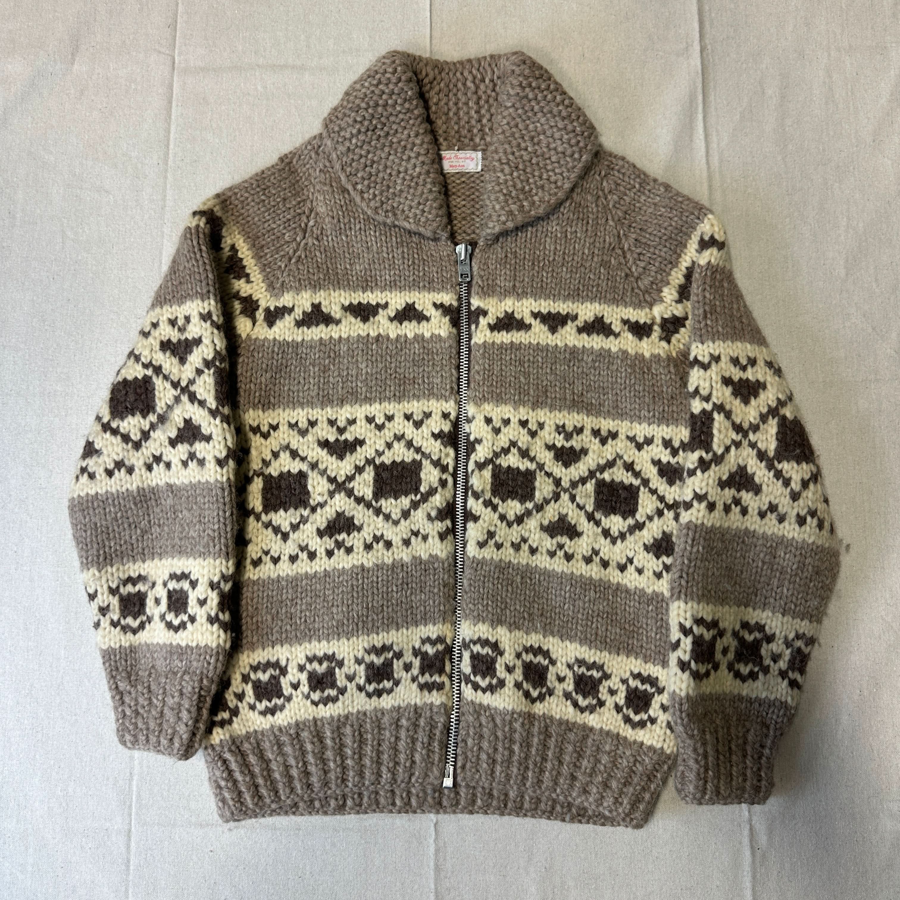 Vintage Mary-Ann Hand Knit Cowichan Zip Sweater Size M – FAIF.COM