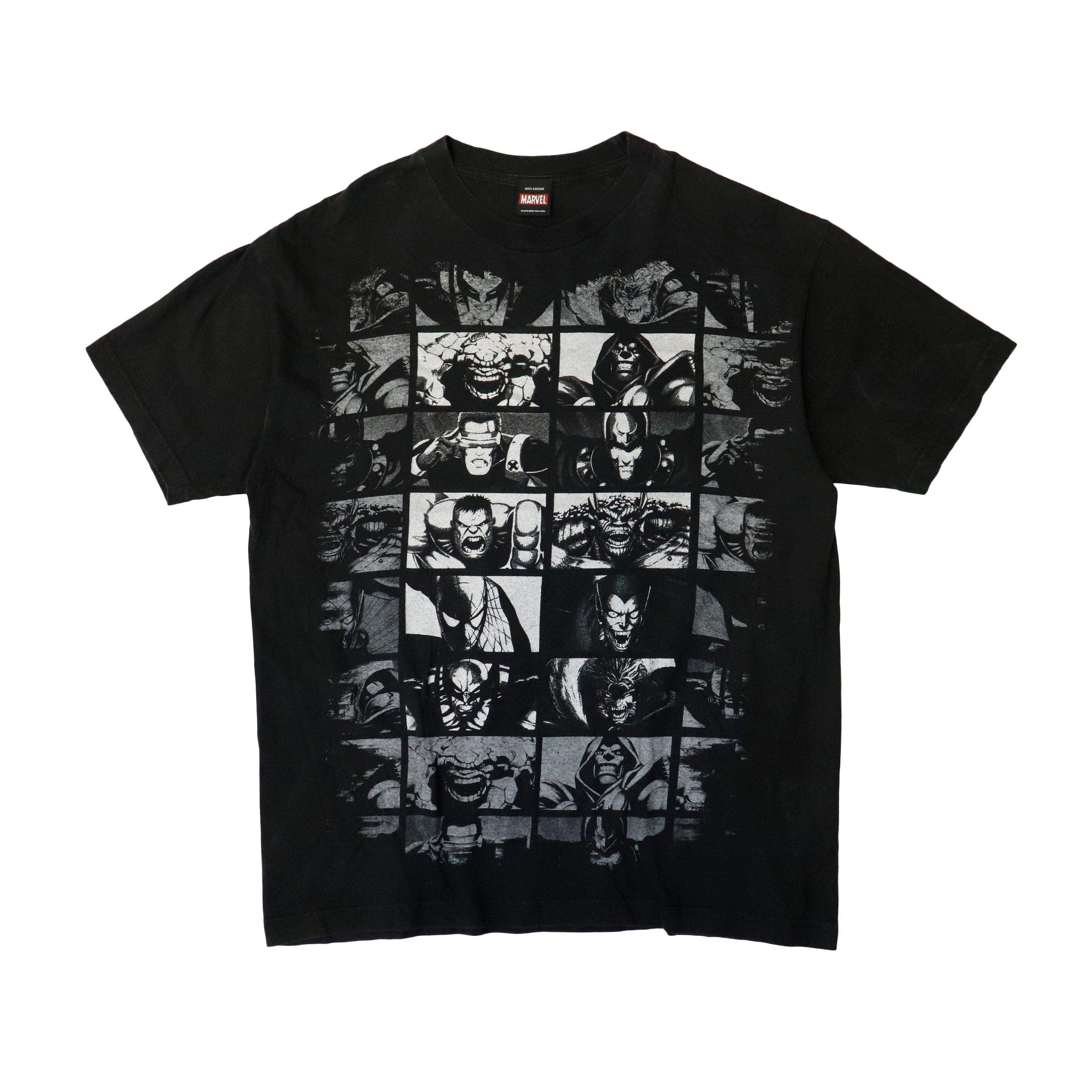 Vintage Marvel Mad Engine Comic Characters Graphic T-Shirt Size L 