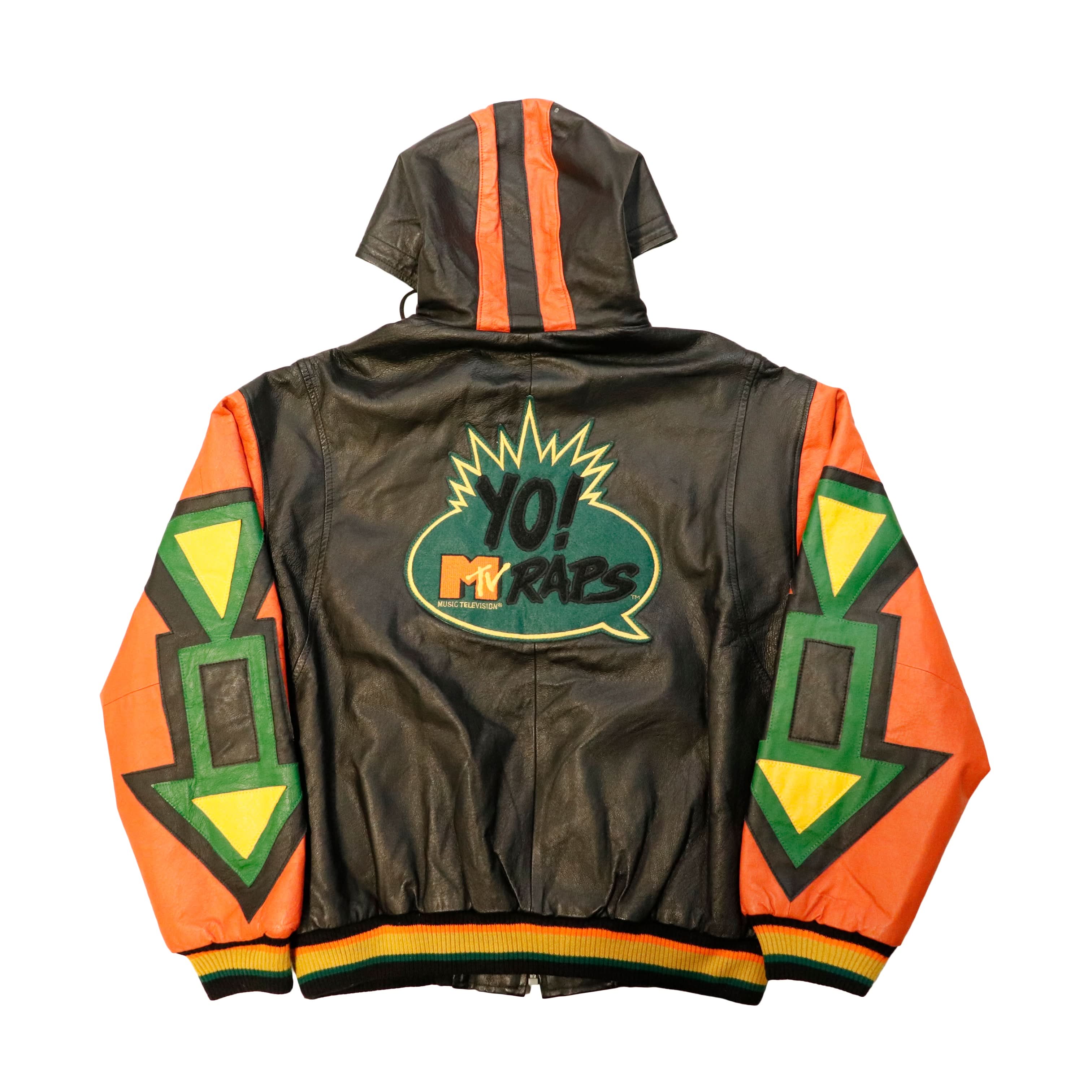 Vintage MTV Yo MTV Raps Leather Hooded Jacket Size L RARE! – FAIF.COM