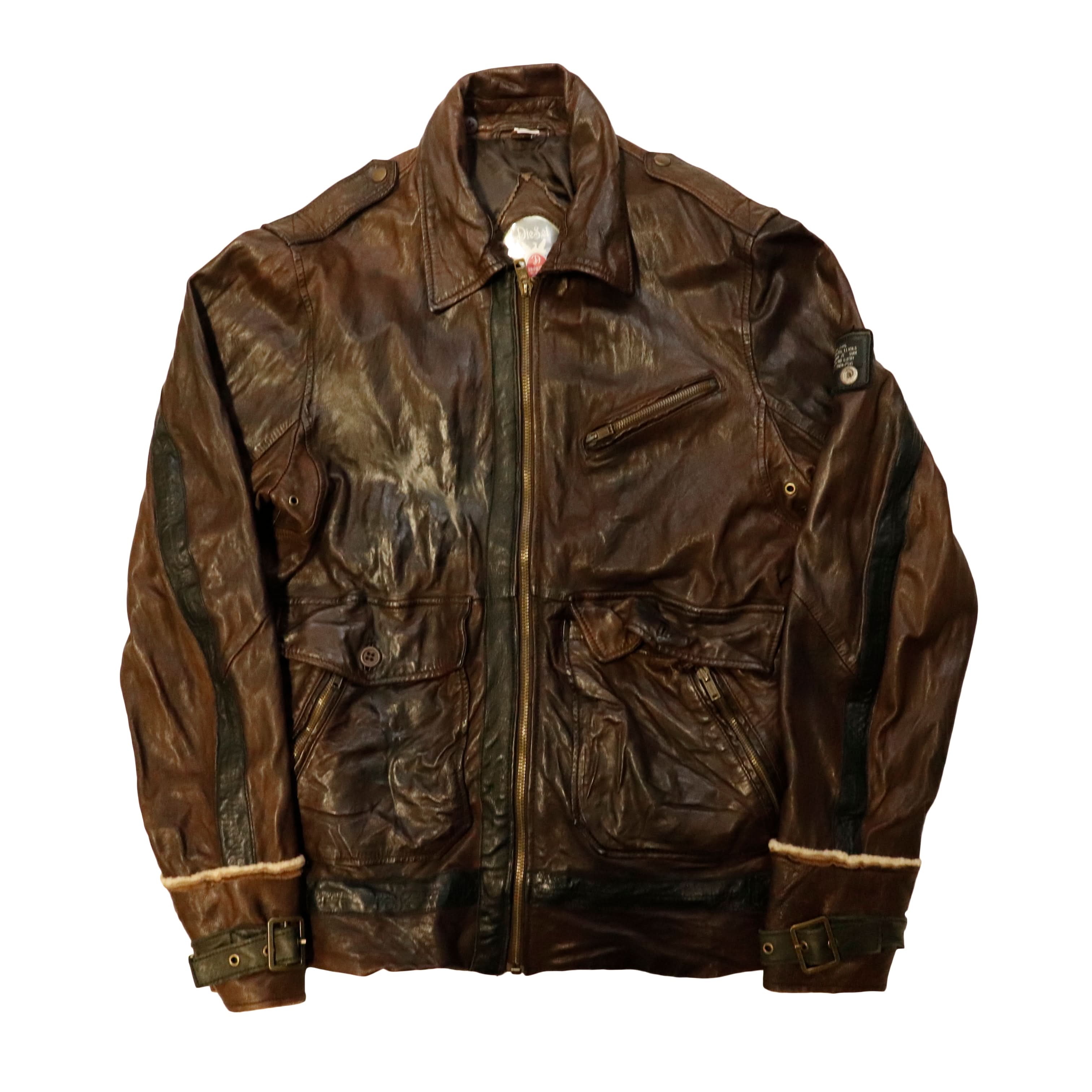 Vintage Diesel distressed leather jacket 90s designer rare – FAIF.COM