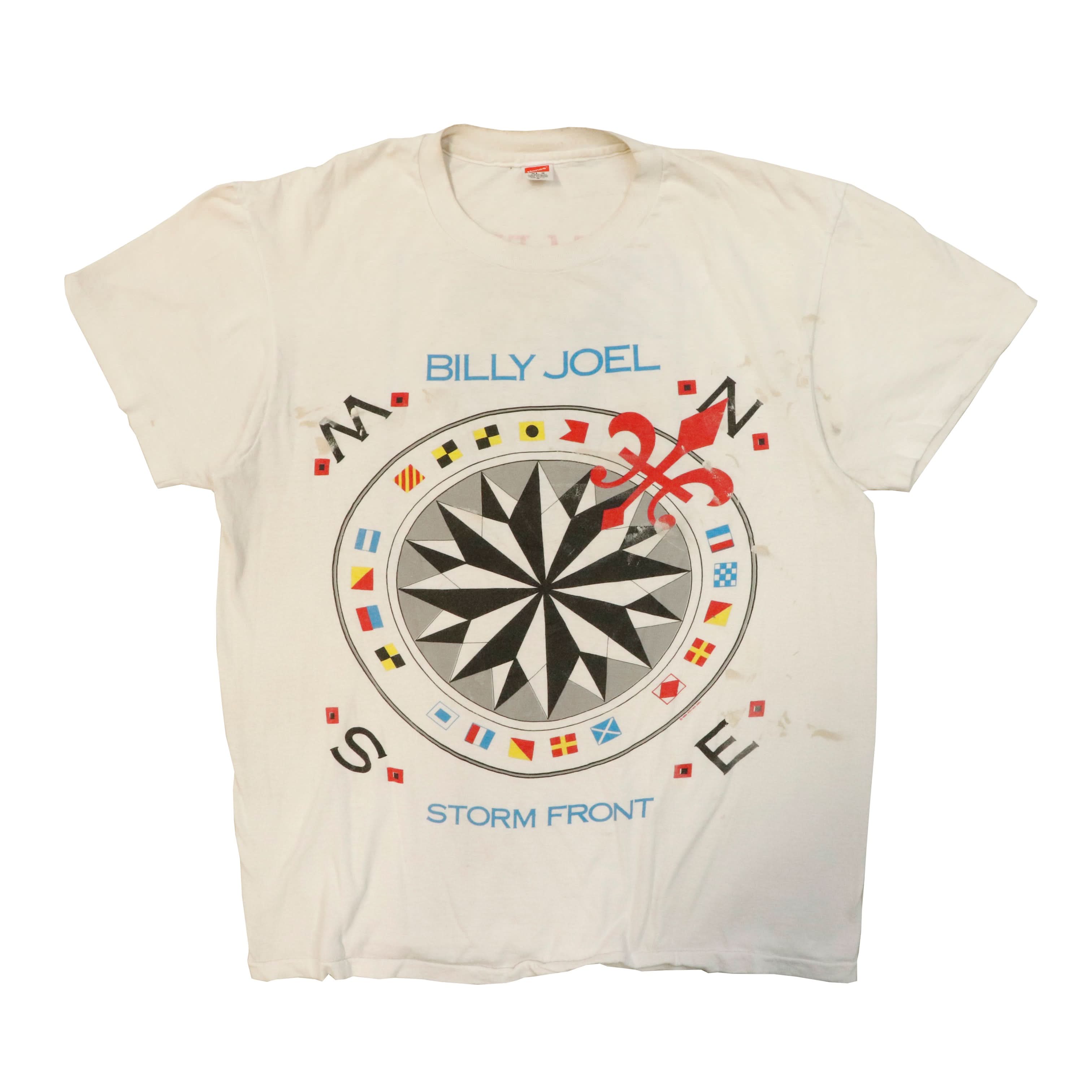Billy Joel 1989-90年ツアーTシャツ地図デザイン Vintage Billy Joel 1989-1990 Hanes Storm Front Tour T-Shirt Size