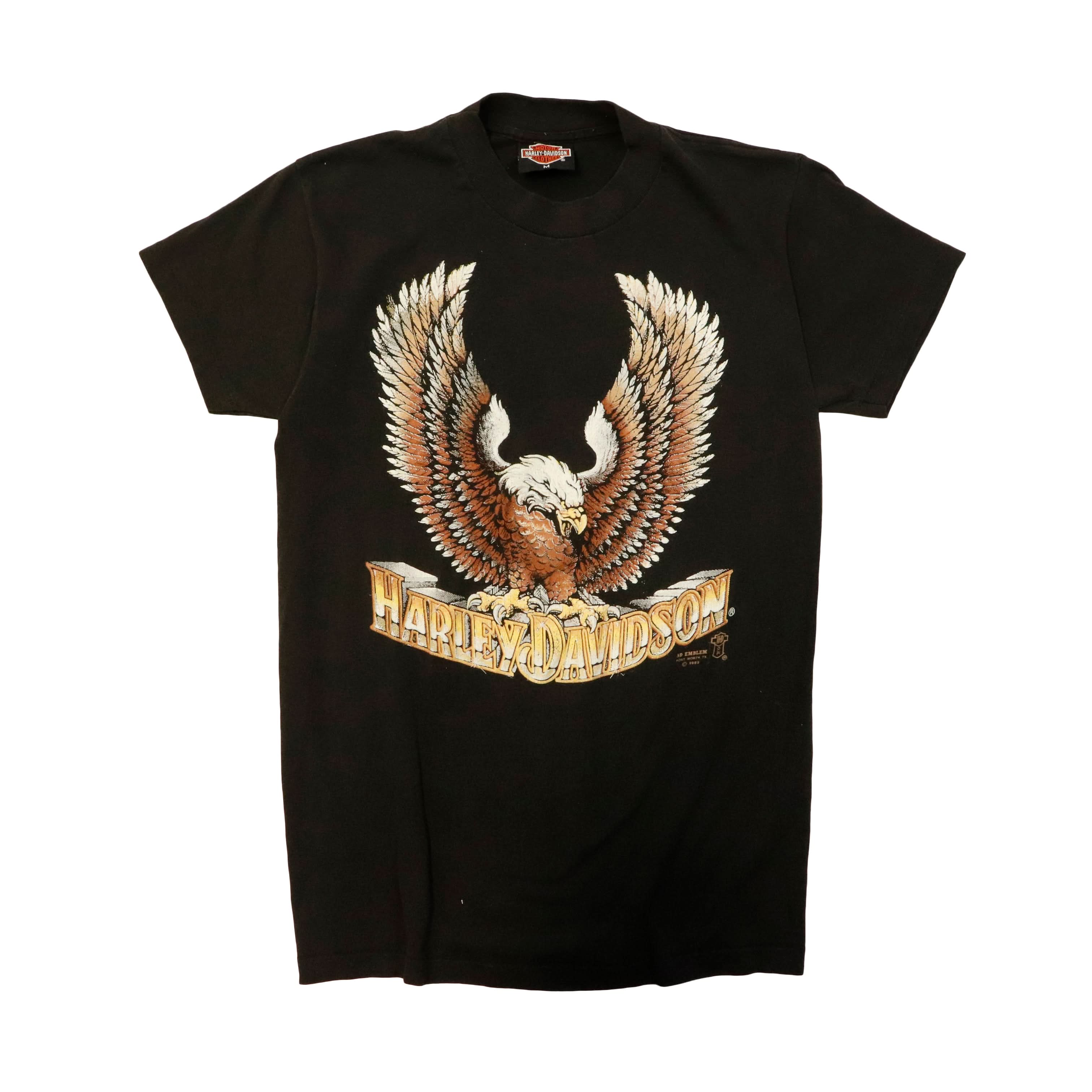 Vintage 3D Emblem 1989 Harley-Davidson Eagle Graphic T-Shirt Size