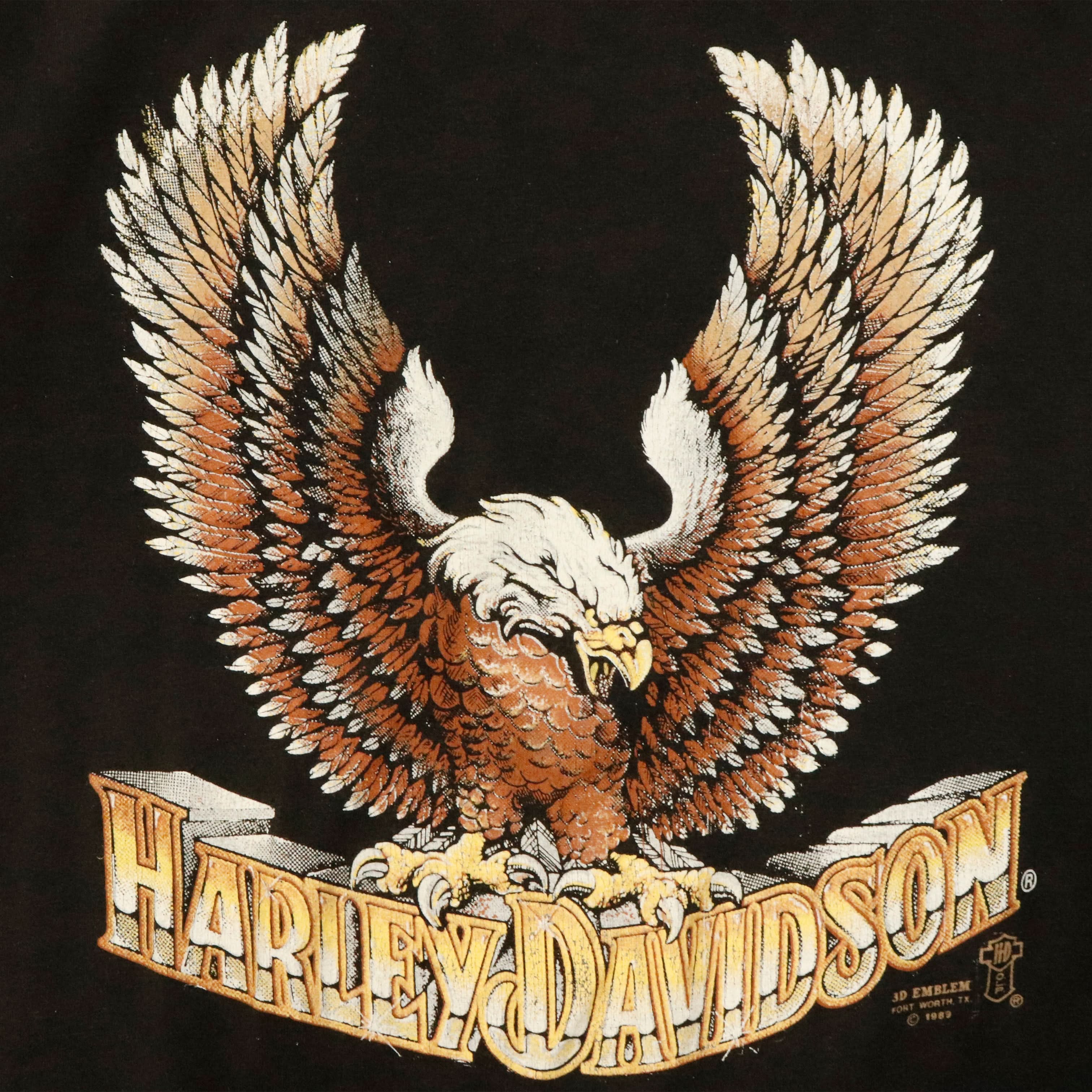 Vintage 3D Emblem 1989 Harley-Davidson Eagle Graphic T-Shirt Size
