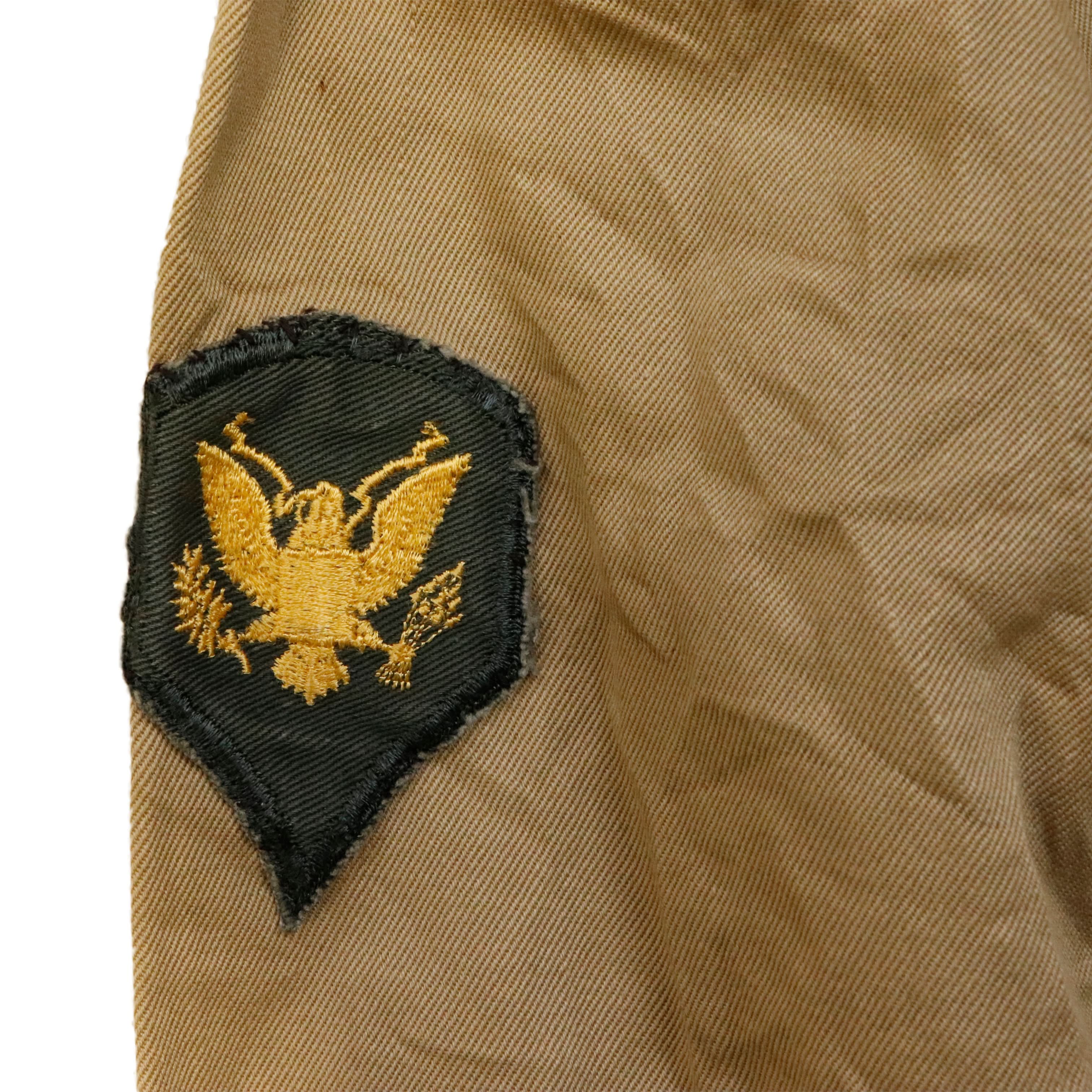 Vintage 50s Military Officer Patch Long Sleeve Button-Up Shirt 