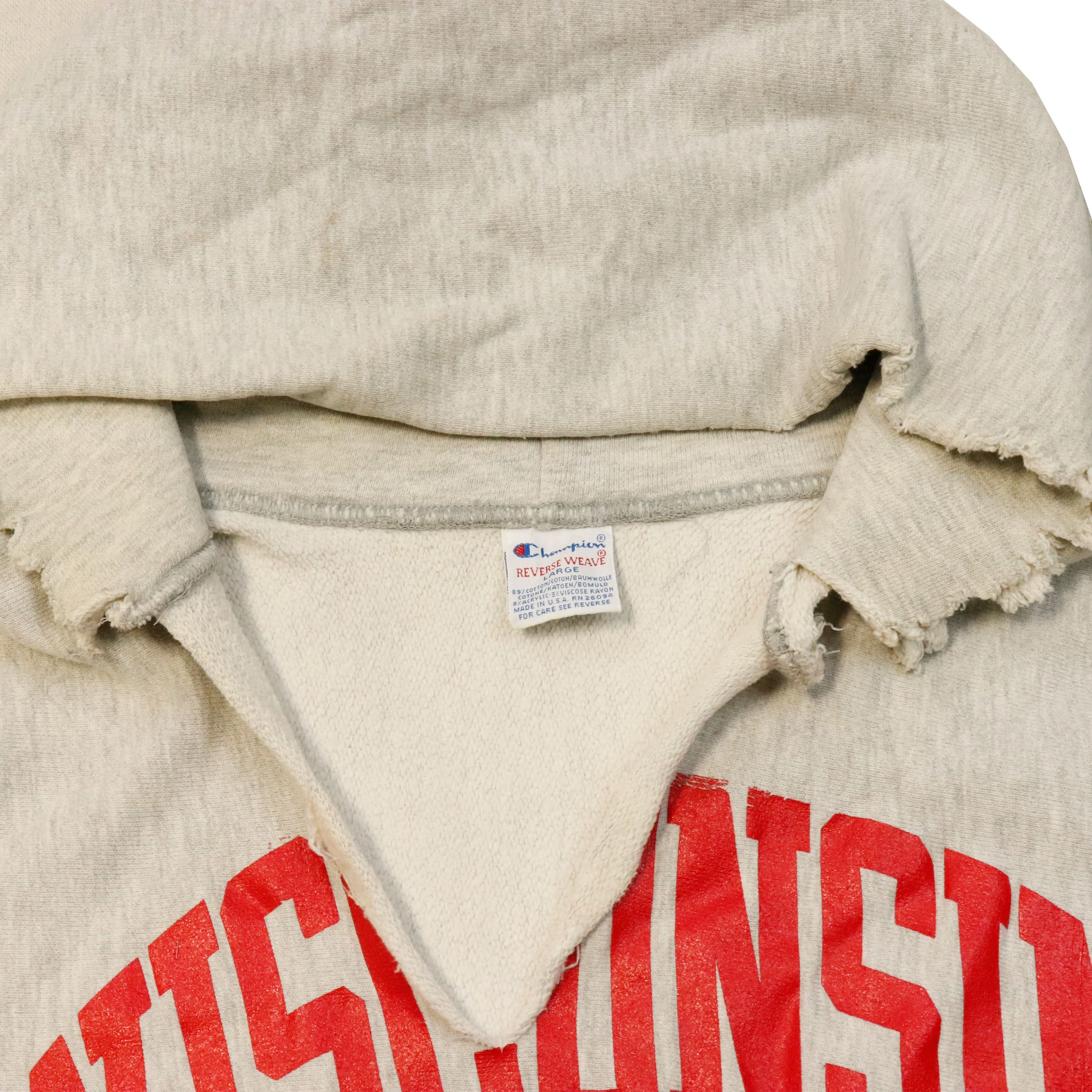 Vintage 90s Champion Wisconsin Reverse Weave Hoodie Size L
