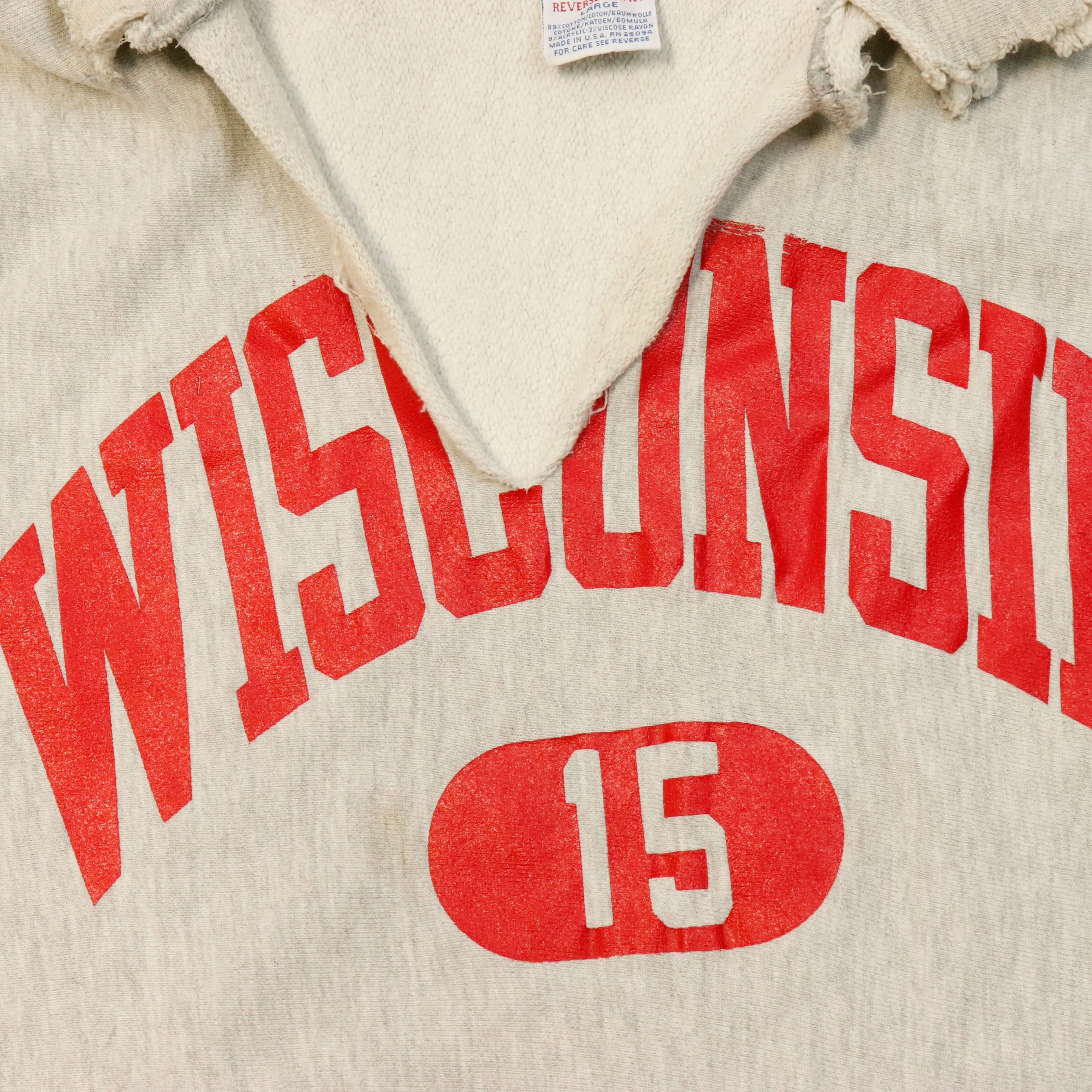 Vintage 90s Champion Wisconsin Reverse Weave Hoodie Size L 