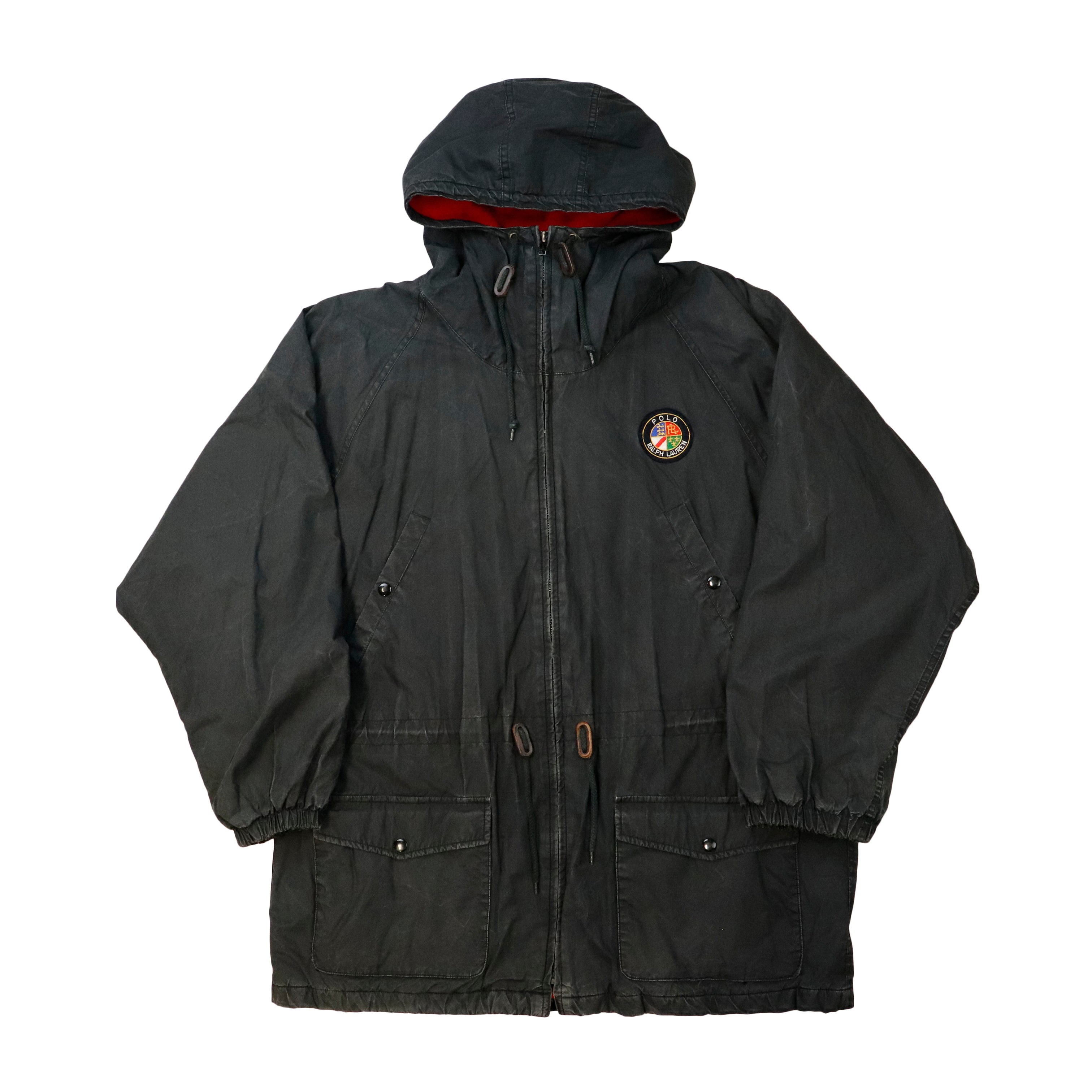 Vintage 90s Ralph Lauren Cookie Crest Patch Hooded Jacket Size L
