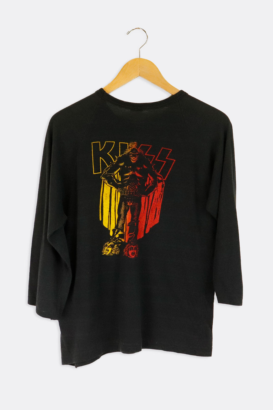 Vintage 80s Kiss Band Raglan T Shirt Sz XL