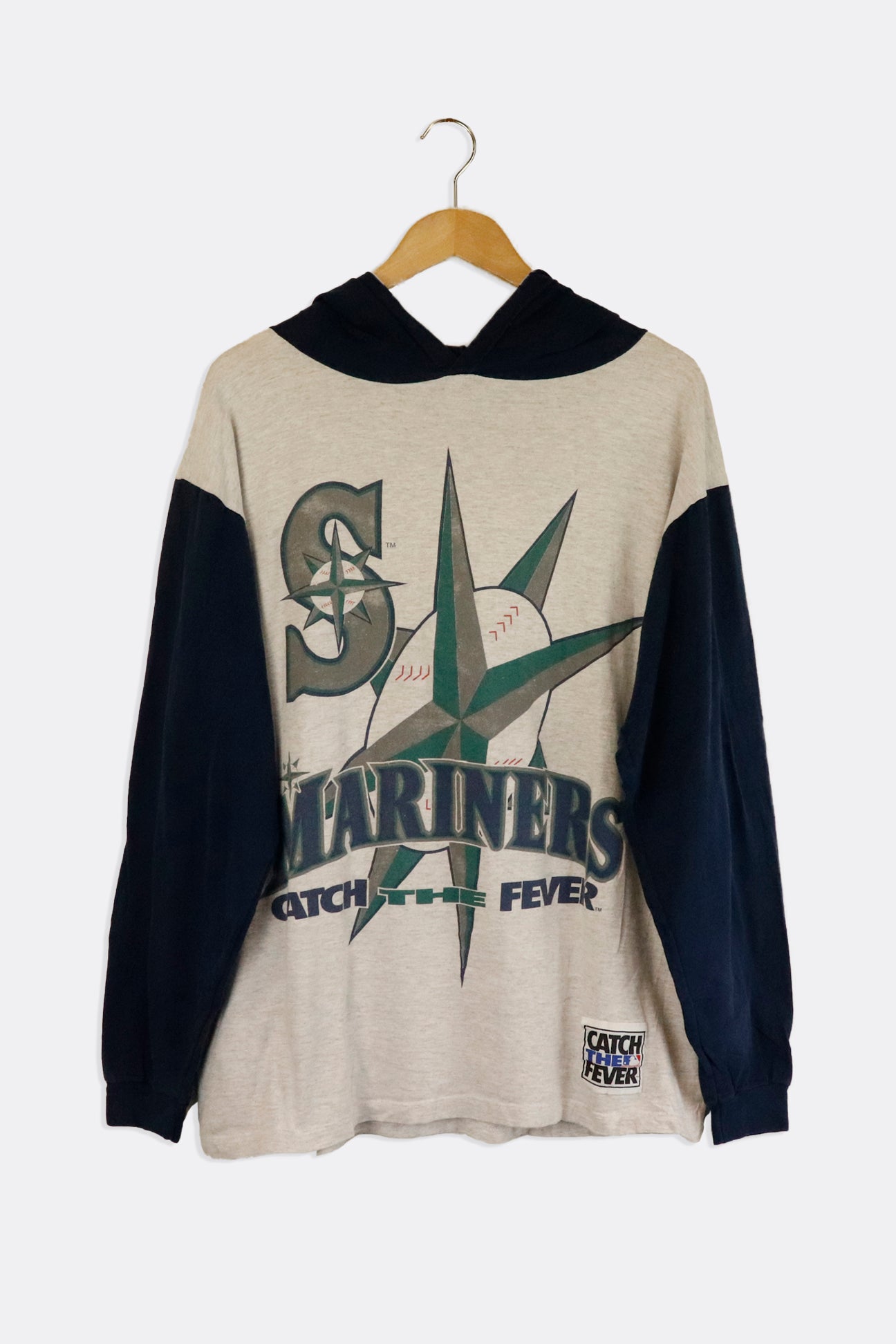 Vintage Seattle Mariners Catch The Fever Hooded Longsleeve T Shirt