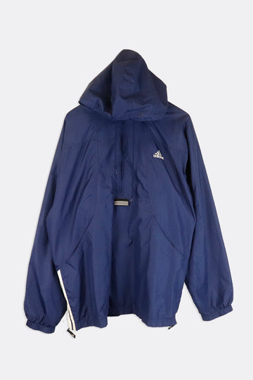 Vintage Adidas Half Zip Hooded Stripped Sleeves Windbreaker Sz XL