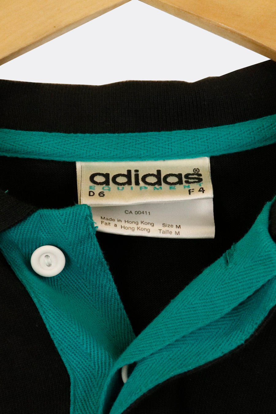 Vintage Adidas Collared Button Up Turquoise Collar T Shirt Sz M