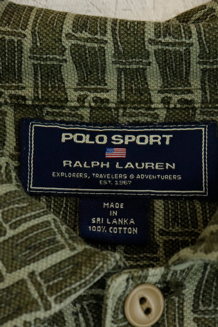 Vintage Polo Sport Ralph Lauren Patterned Quarter Button Up Shirt Sz 2XL