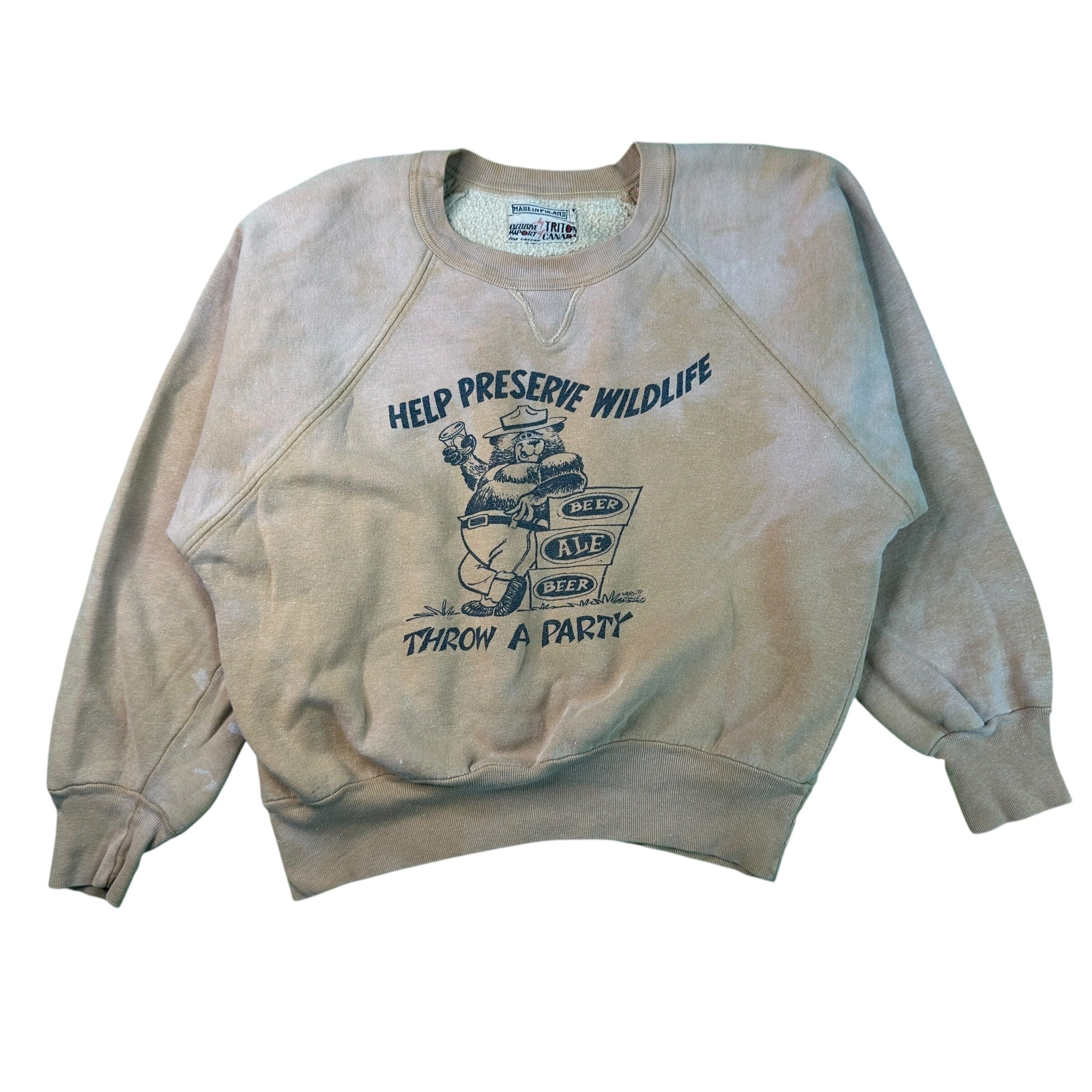 Vintage 60s Sweatshirt Party Beer Smokey the Bear Triton RARE 