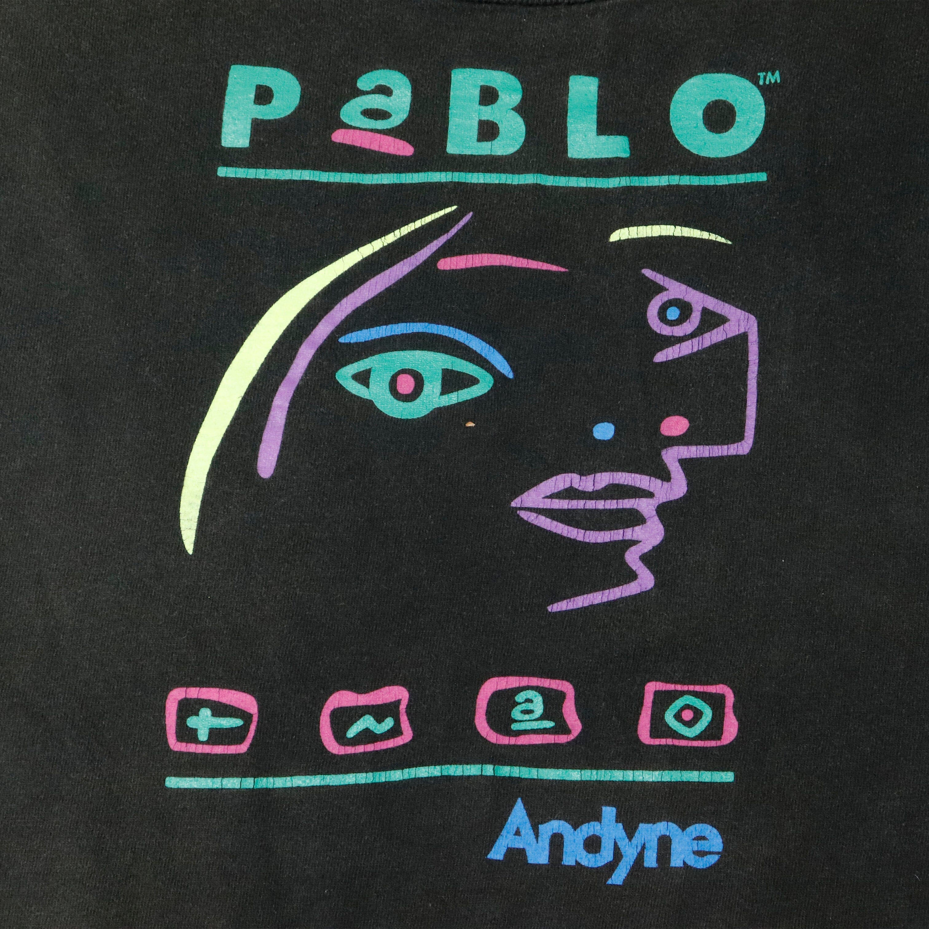 Vintage 90s Pablo Abstract Face Graphic Computer Program T-Shirt