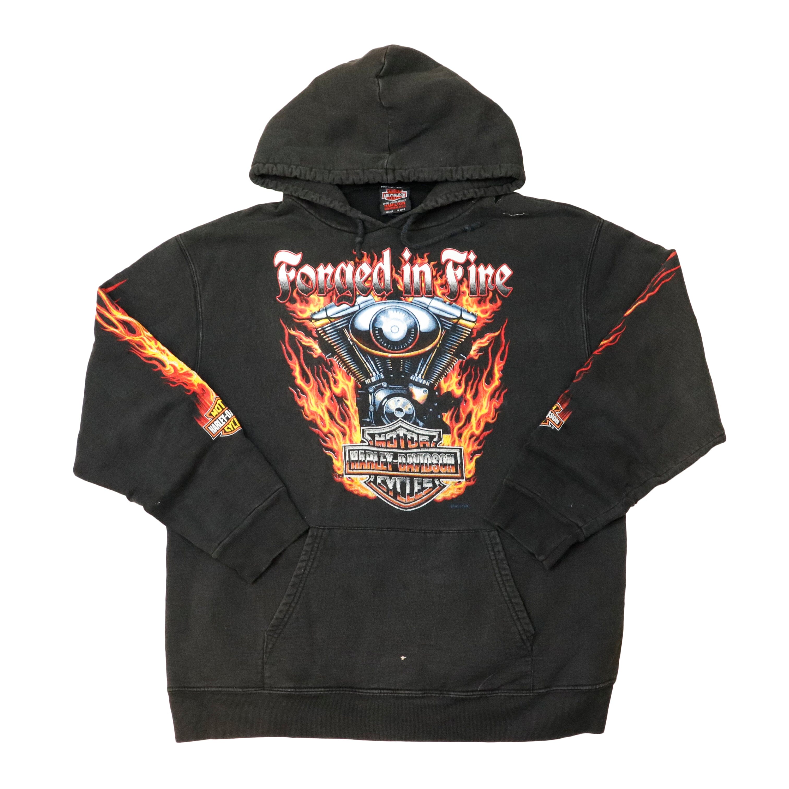 ヴィンテージ Harley-Davidson スカル ファイヤー パーカー S Vintage Harley-Davidson Forged in Fire Graphic Hoodie Size L