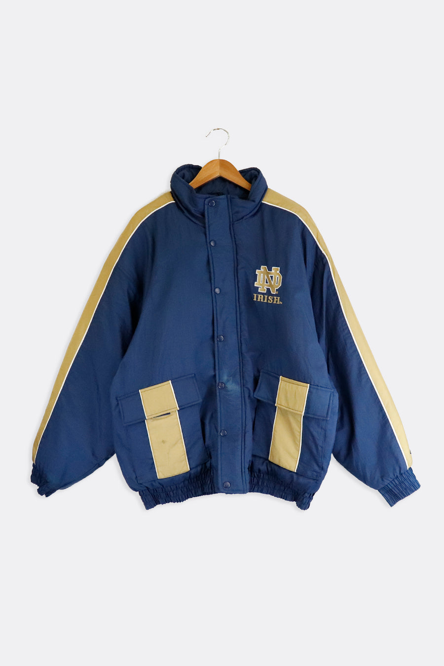 Vintage Notre Dame Fighting Irish Button Up Winter Jacket Sz XL