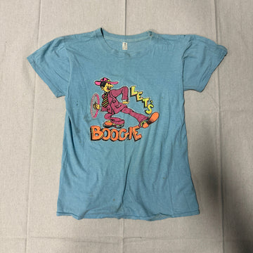 Vintage Let's Boogie Graphic Blue T-Shirt Size M 70s
