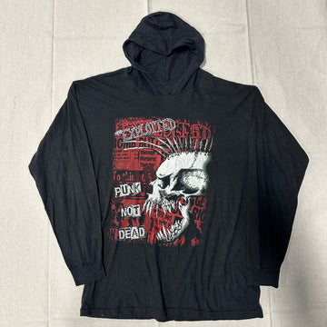 Vintage Exploited Punk Graphic Hooded Long Sleeve Shirt Size L 80s