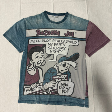 Vintage Bazooka Joe Comic Graphic T-Shirt Size S aop 90s