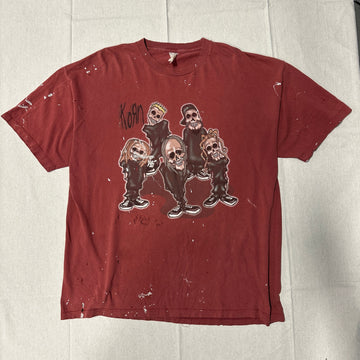 Vintage Korn Cartoon Graphic Band T-Shirt Size L 90s distressed