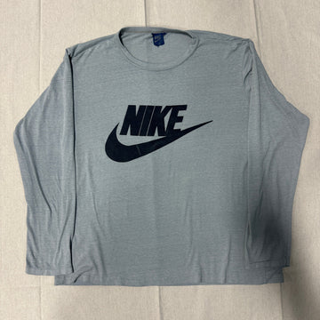 Vintage Nike Large Logo Long Sleeve Shirt Size XL 80s Blue Tag Pinwheel