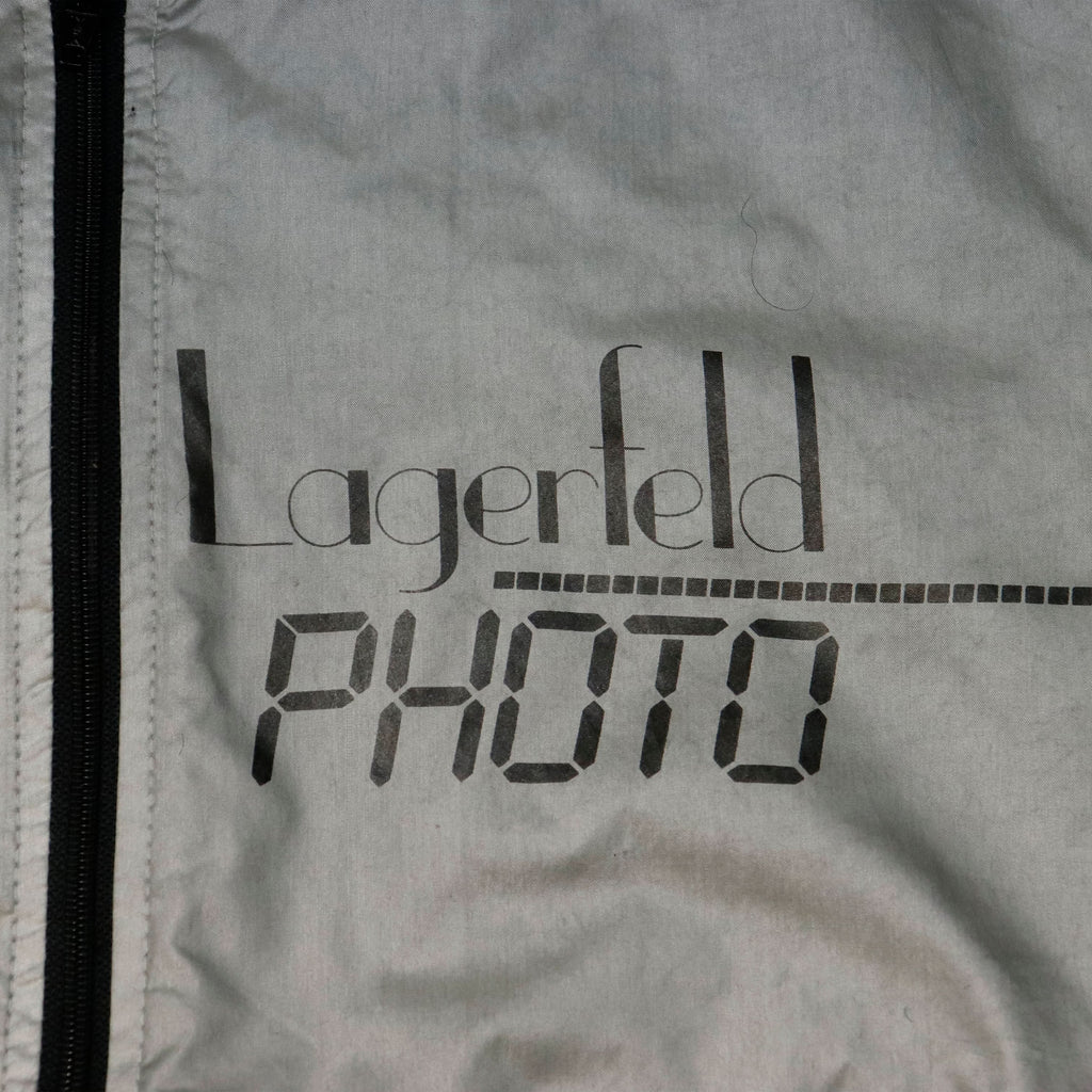 Vintage Lagerfeld Photo Silver Bomber Jacket Size L
