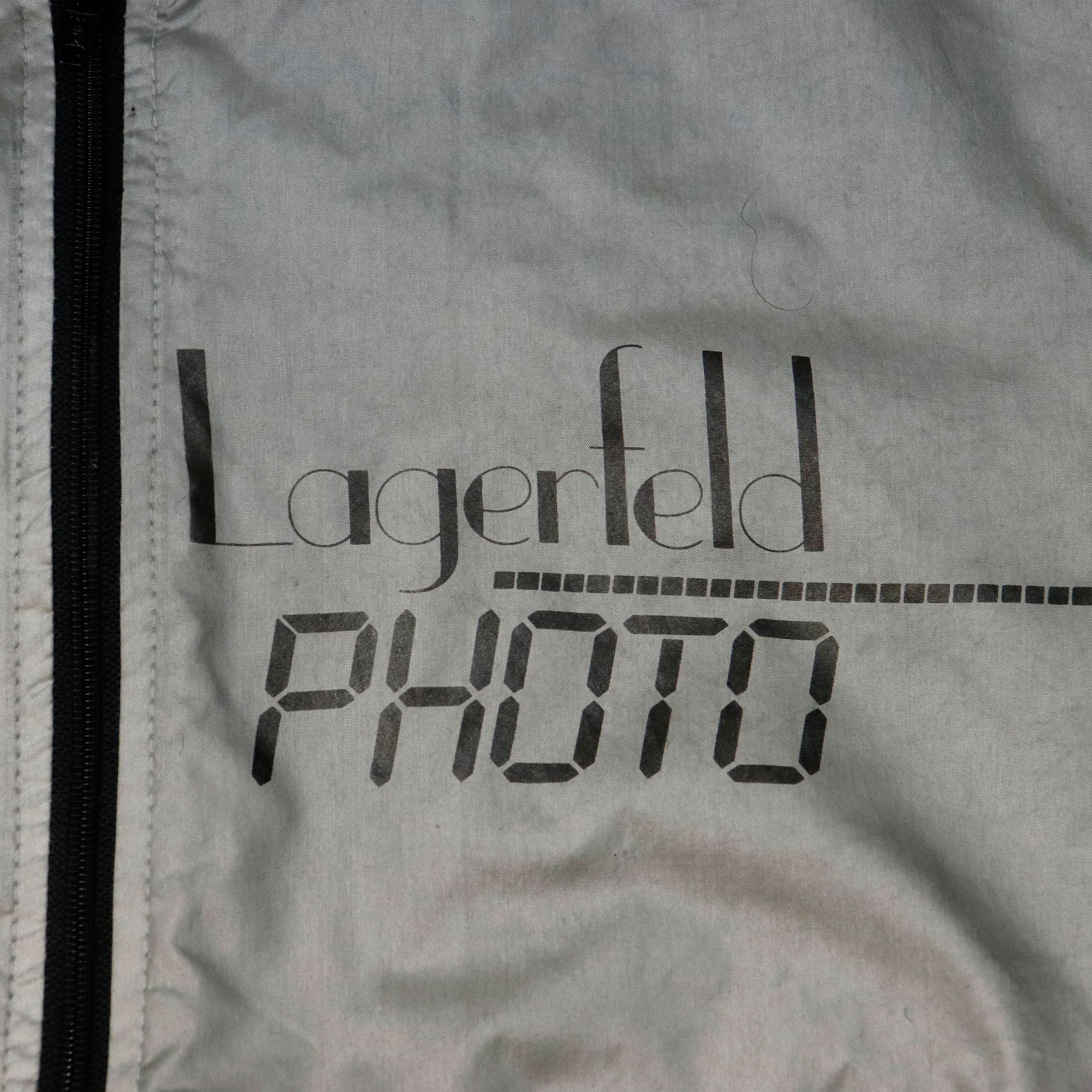 Vintage Lagerfeld Photo Silver Bomber Jacket Size L