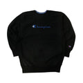 Vintage Champion Reverse Weave Embroidered Logo Black Crewneck Sweatshirt Size L 90s