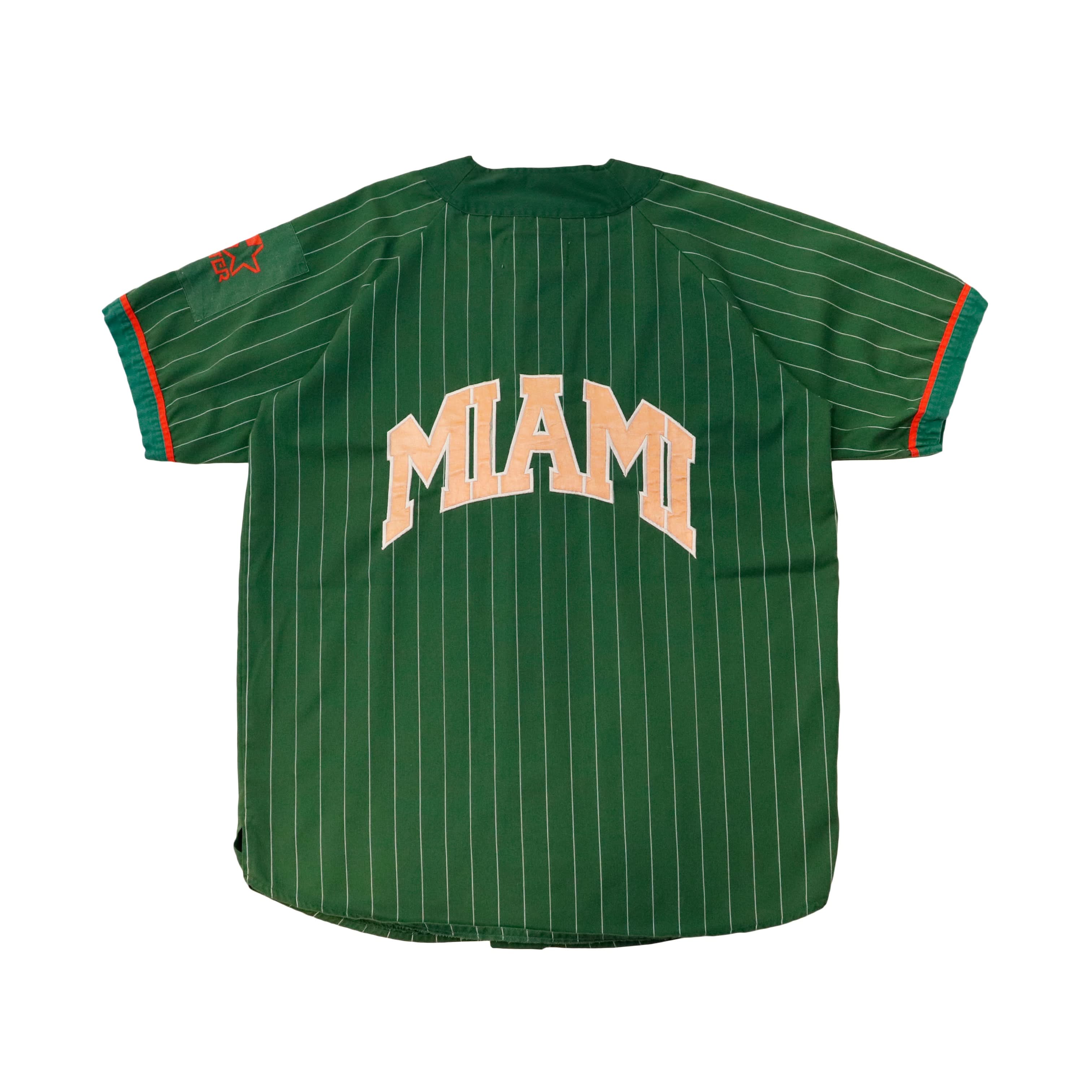 Vintage Starter University of Miami Pinstripe Baseball Jersey Size L