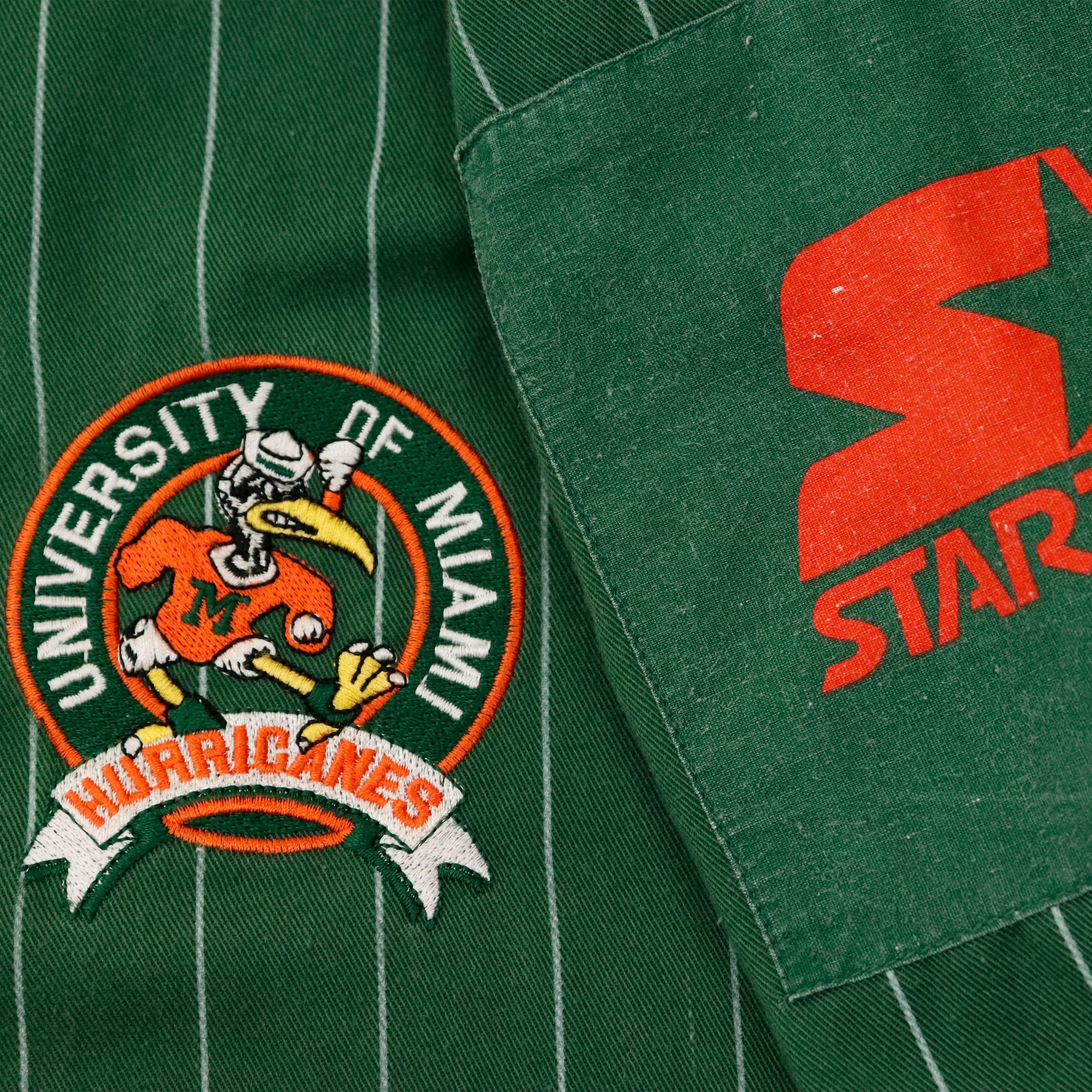 Vintage Starter University of Miami Pinstripe Baseball Jersey Size L