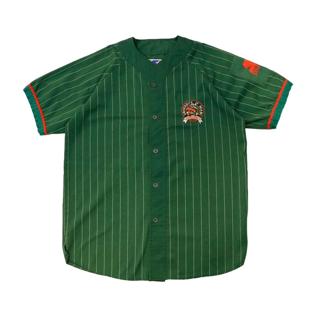 Vintage Starter University of Miami Pinstripe Baseball Jersey Size L