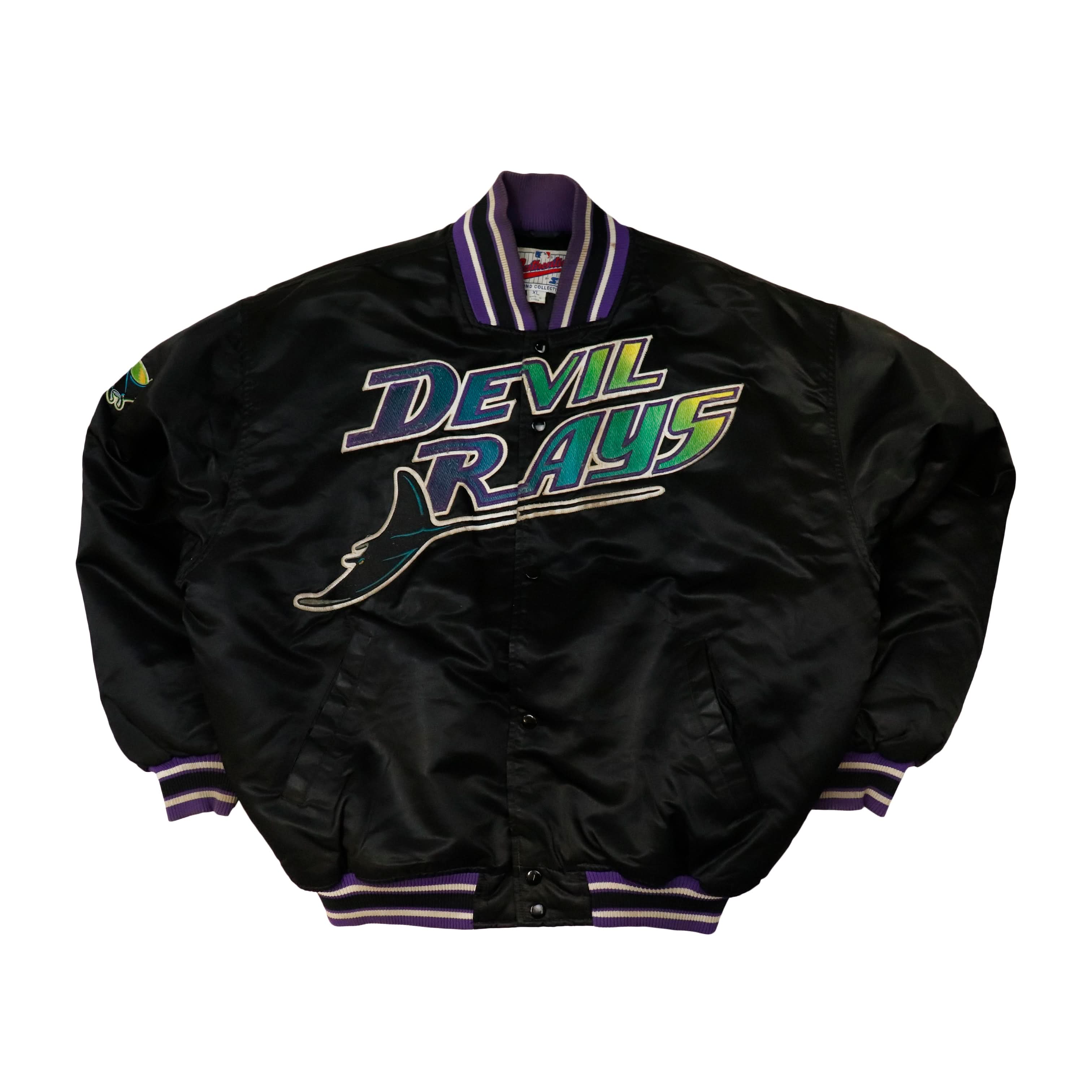 Vintage Starter Devil Rays Embroidered Satin Bomber Jacket Size XL