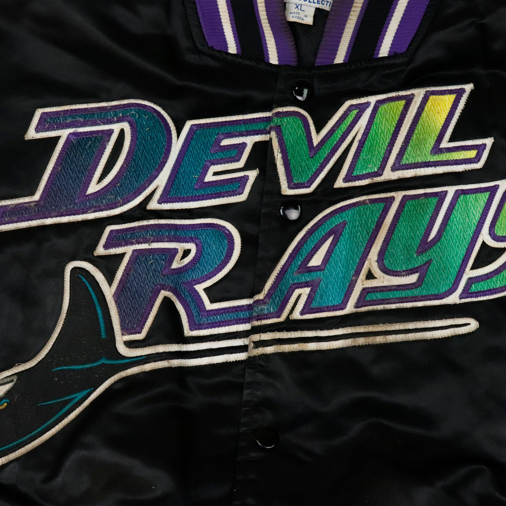 Vintage Starter Devil Rays Embroidered Satin Bomber Jacket Size XL