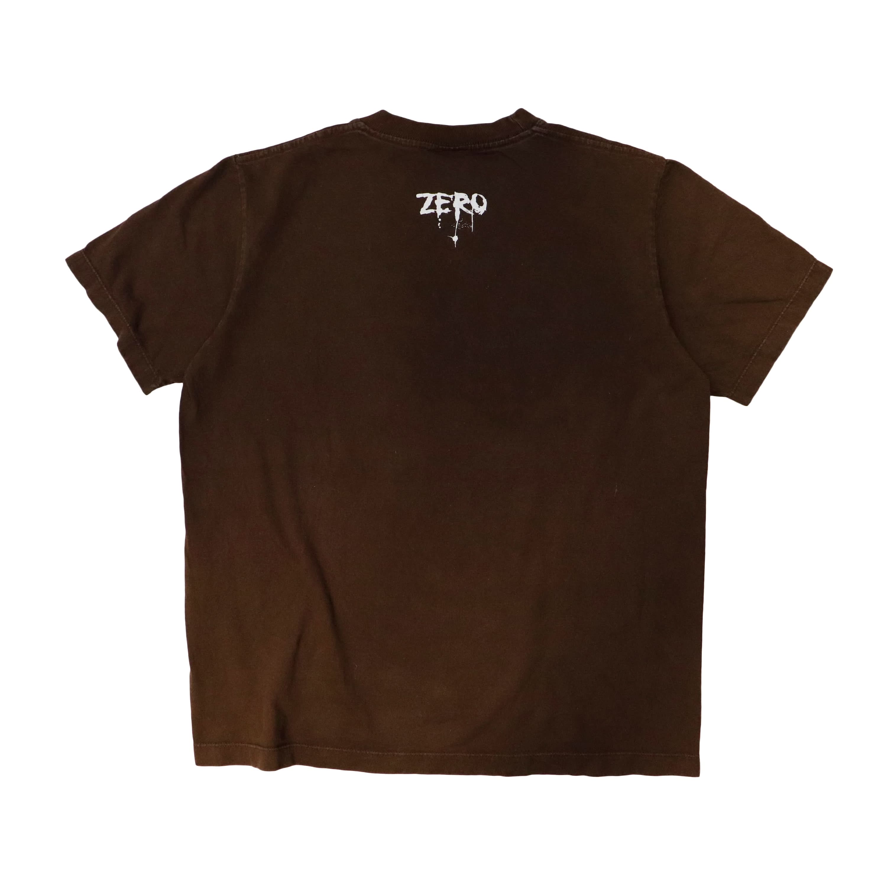 Vintage Zero Skull Graphic Brown T-Shirt Size L Skateboard