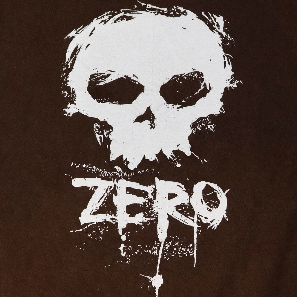 Vintage Zero Skull Graphic Brown T-Shirt Size L Skateboard