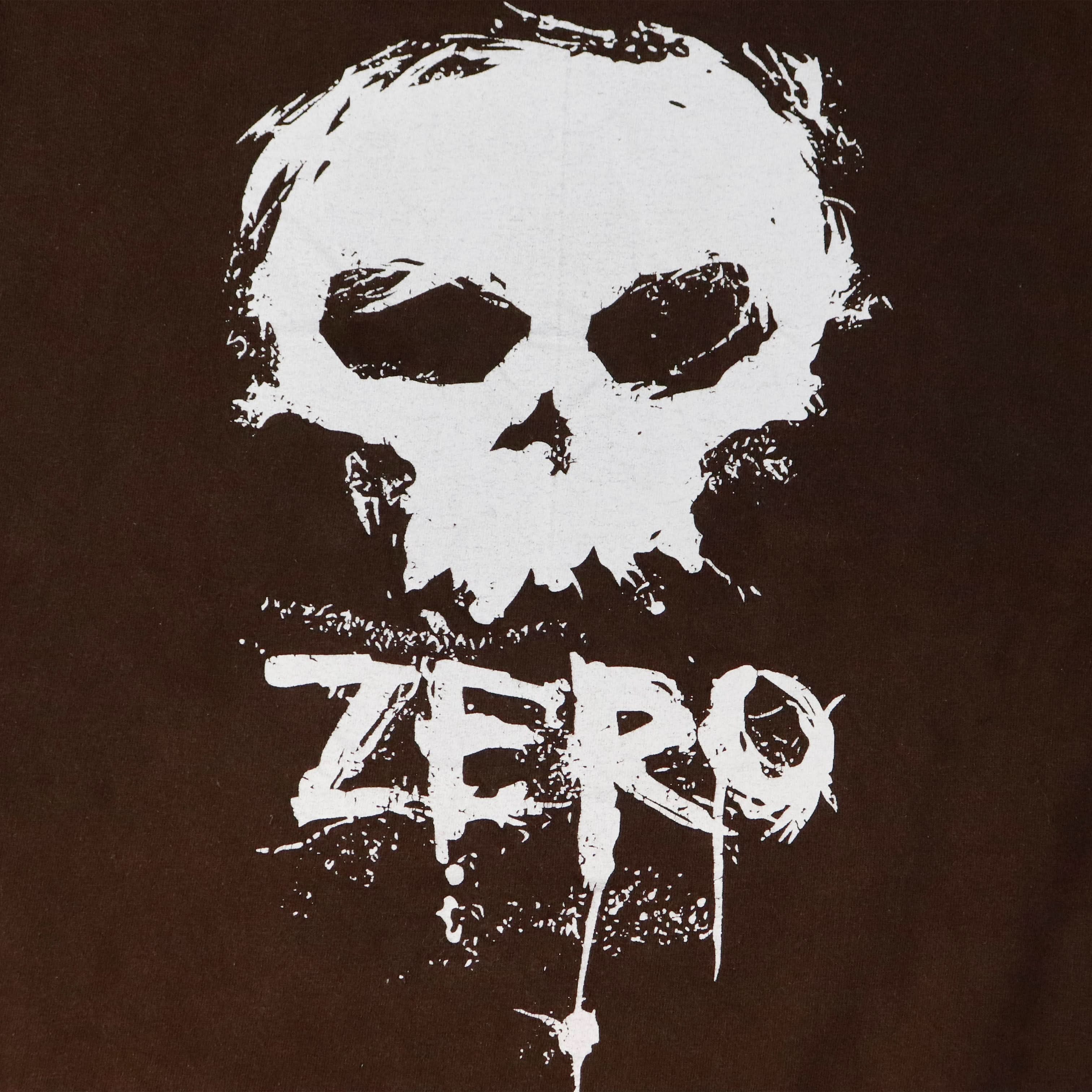 Vintage Zero Skull Graphic Brown T-Shirt Size L Skateboard