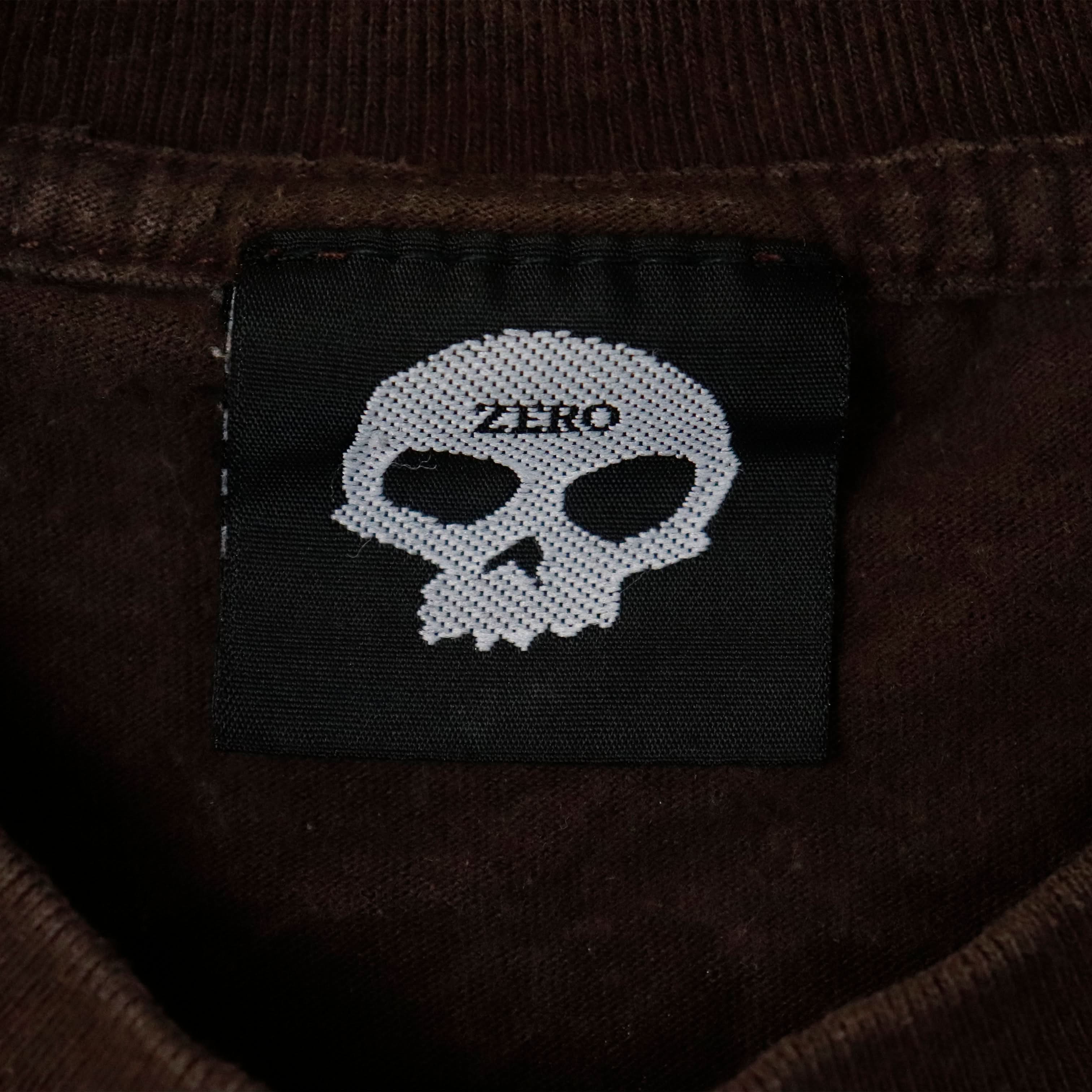 Vintage Zero Skull Graphic Brown T-Shirt Size L Skateboard