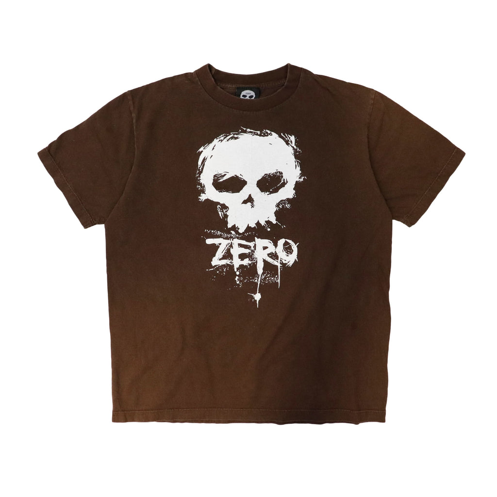 Vintage Zero Skull Graphic Brown T-Shirt Size L Skateboard