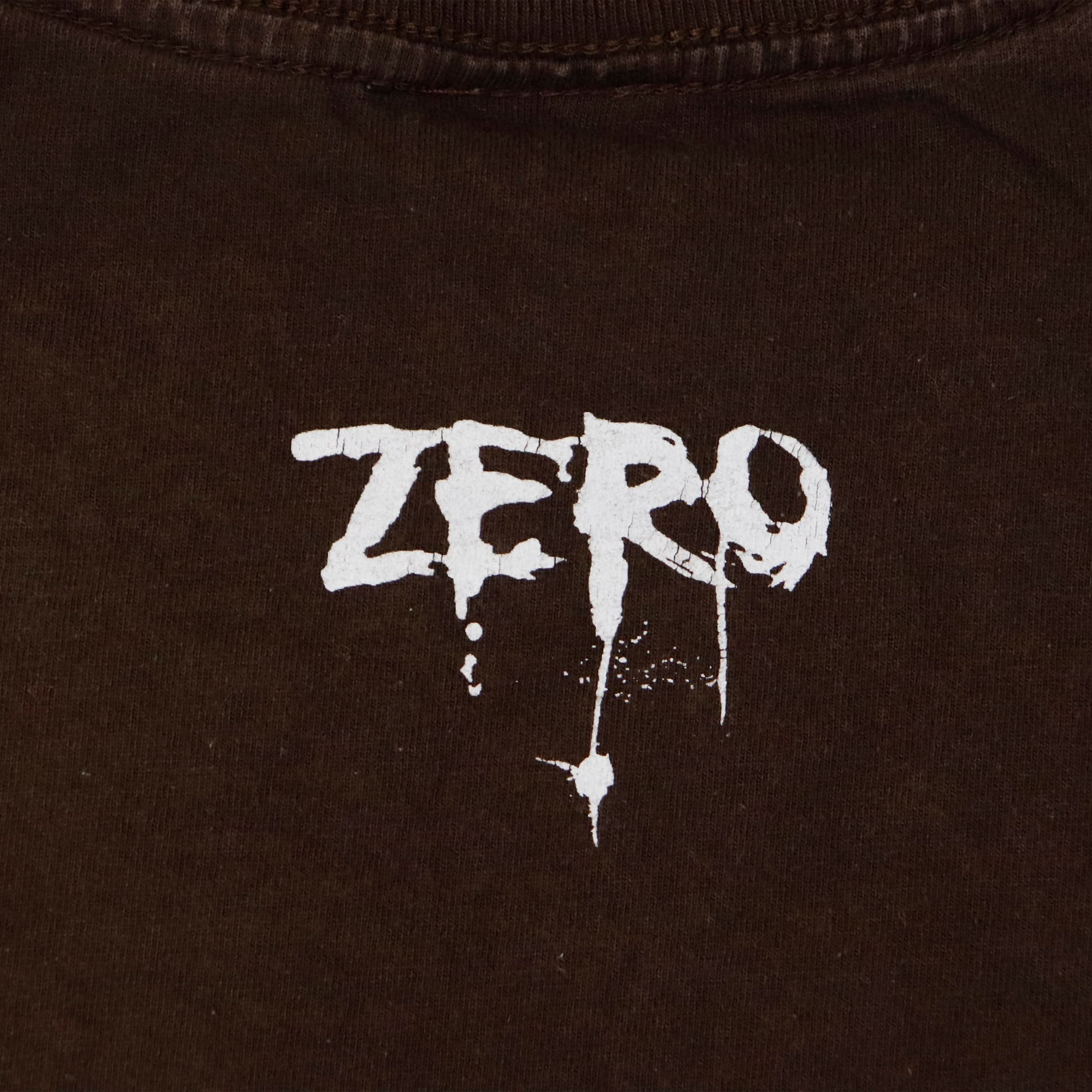 Vintage Zero Skull Graphic Brown T-Shirt Size L Skateboard