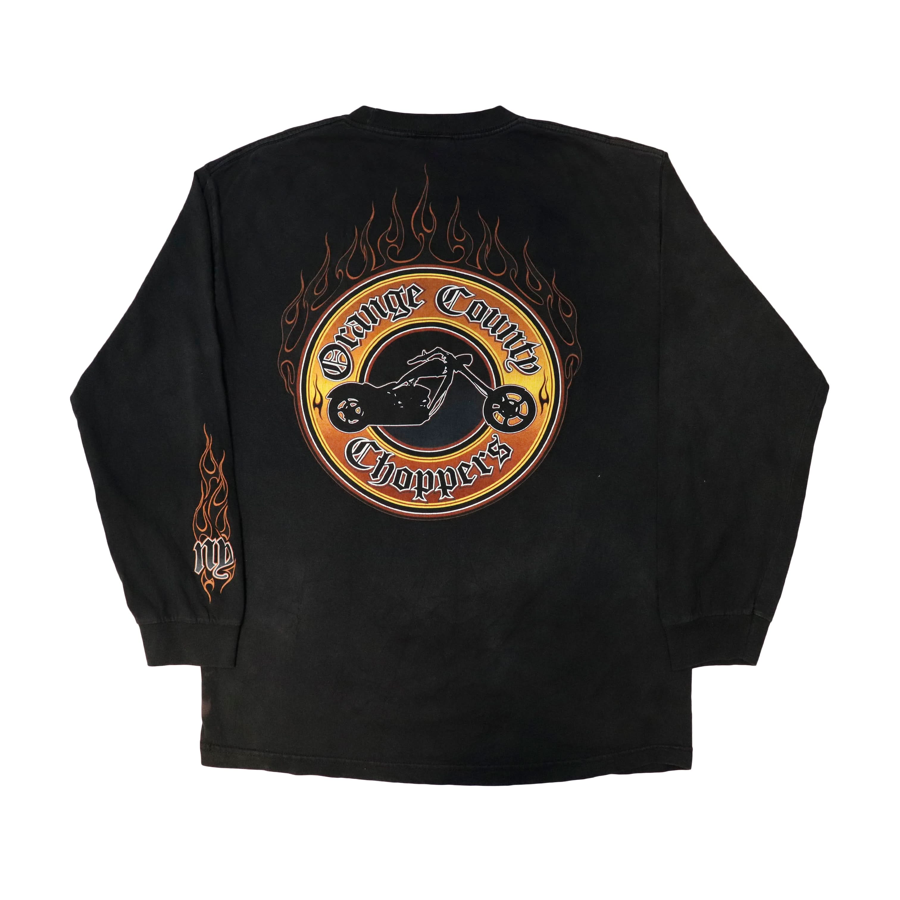Vintage OCC Choppers Flame Graphic Long Sleeve T-Shirt Size N/A
