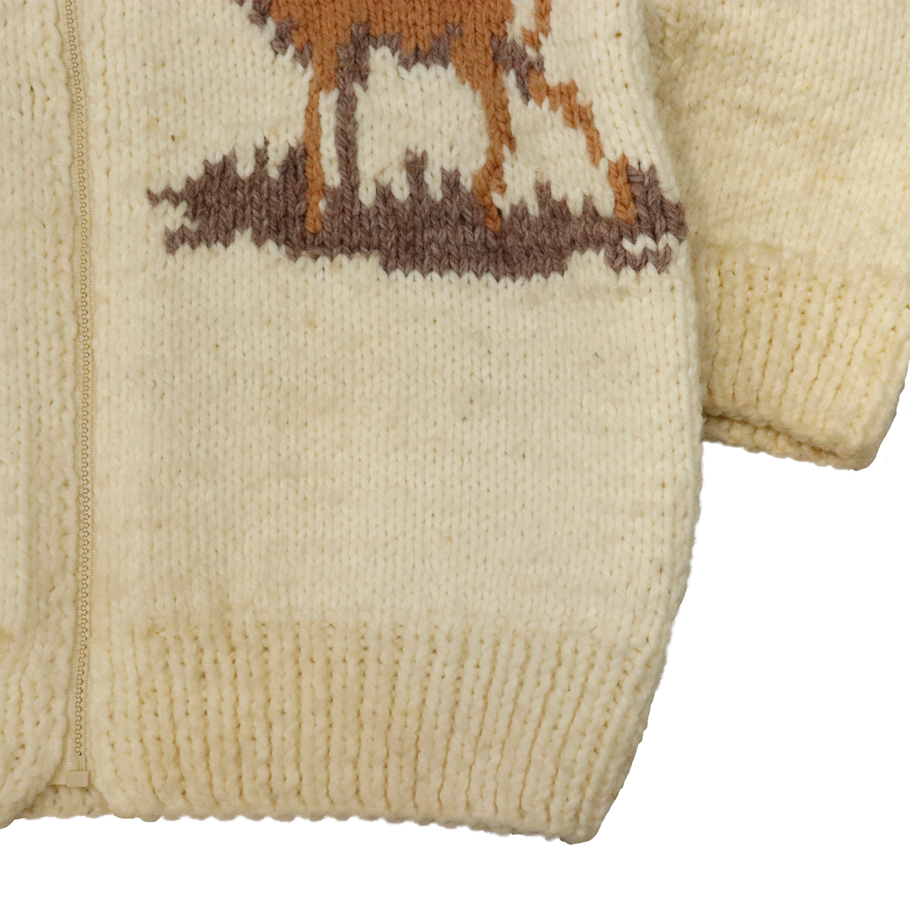 Vintage Hand Knit Deer Motif Wool Cardigan Sweater Size N/A