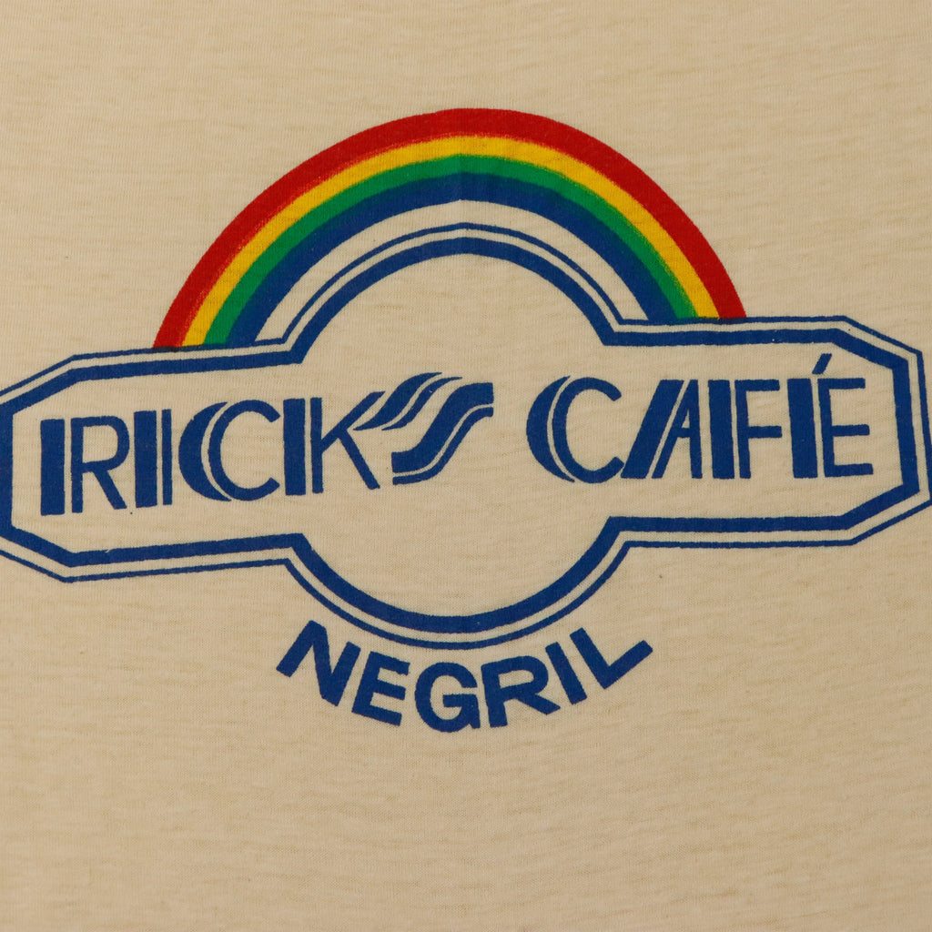Vintage 80s Rick's Cafe Jamaica Rainbow Graphic T-shirt Size L