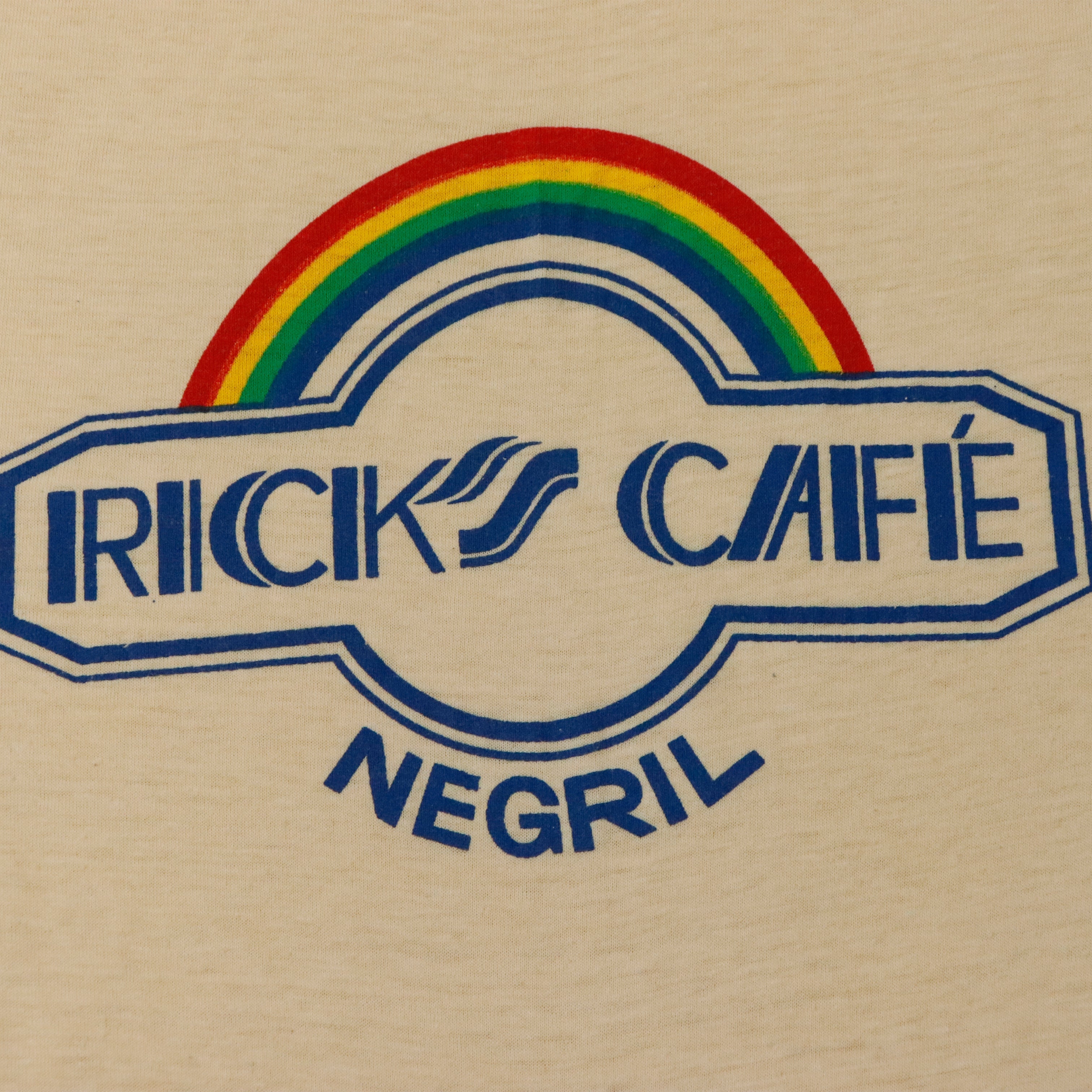Vintage 80s Rick's Cafe Jamaica Rainbow Graphic T-shirt Size L