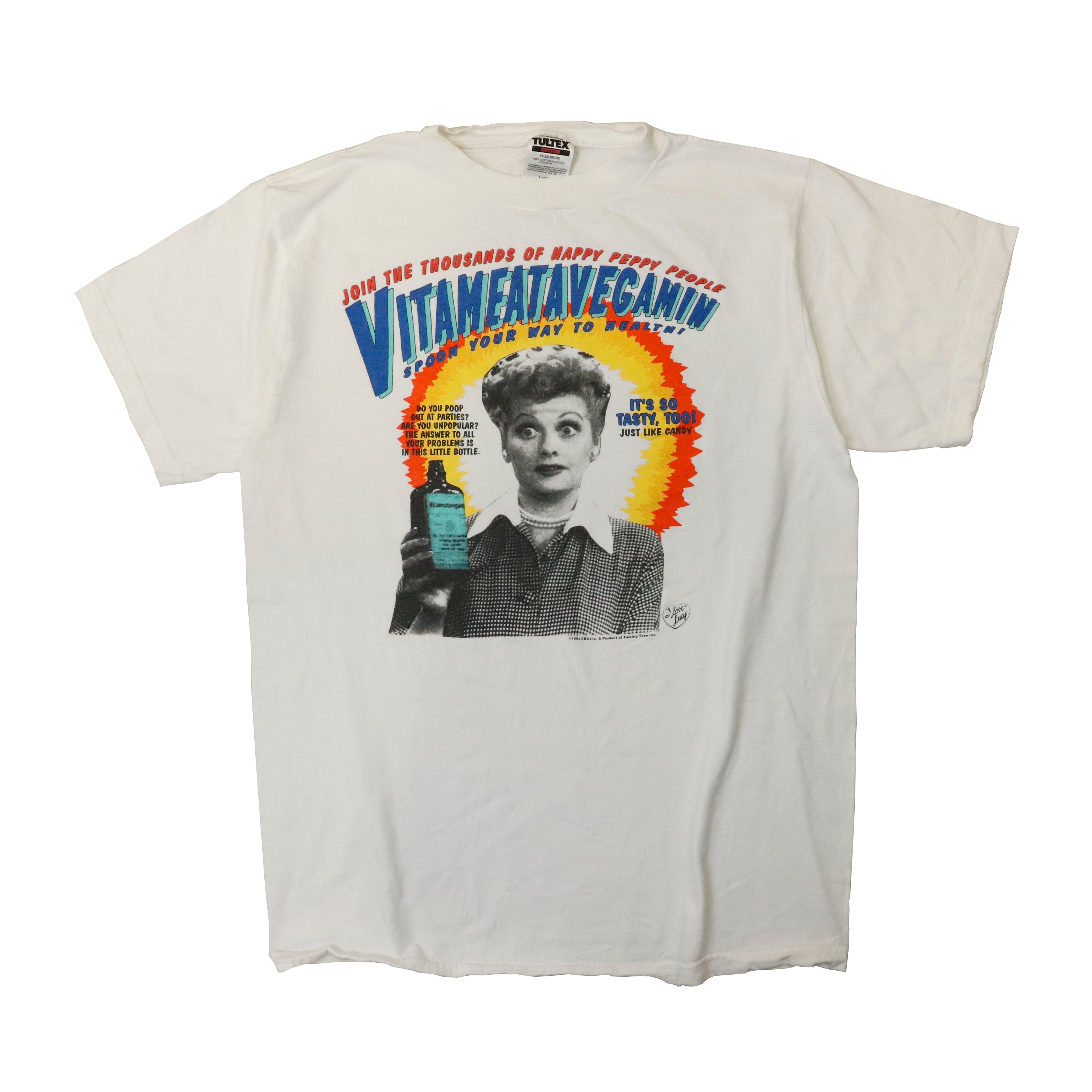 Vintage 1992 I Love Lucy Vitameatavegamin Graphic T-Shirt Size L