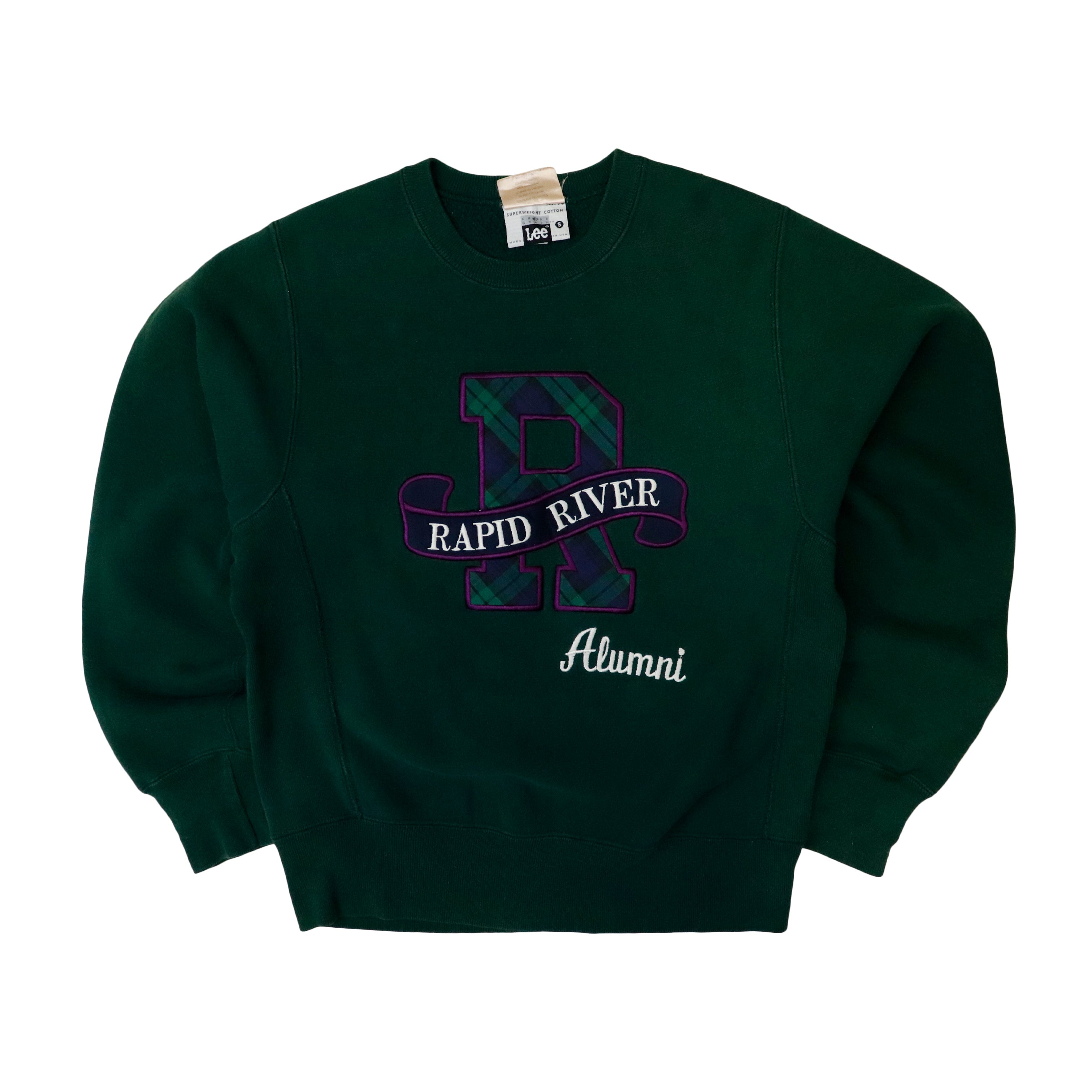 Vintage Lee Rapid River Alumni Plaid Letter Sweatshirt Size S