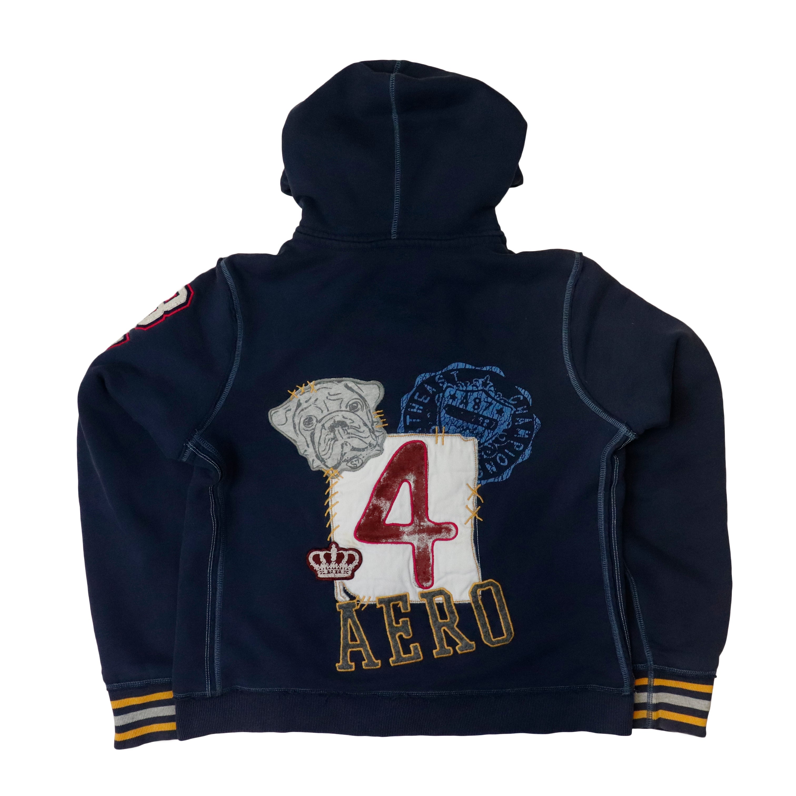 Vintage Aeropostale Varsity Appliqué Zip Hoodie Size XL Y2K