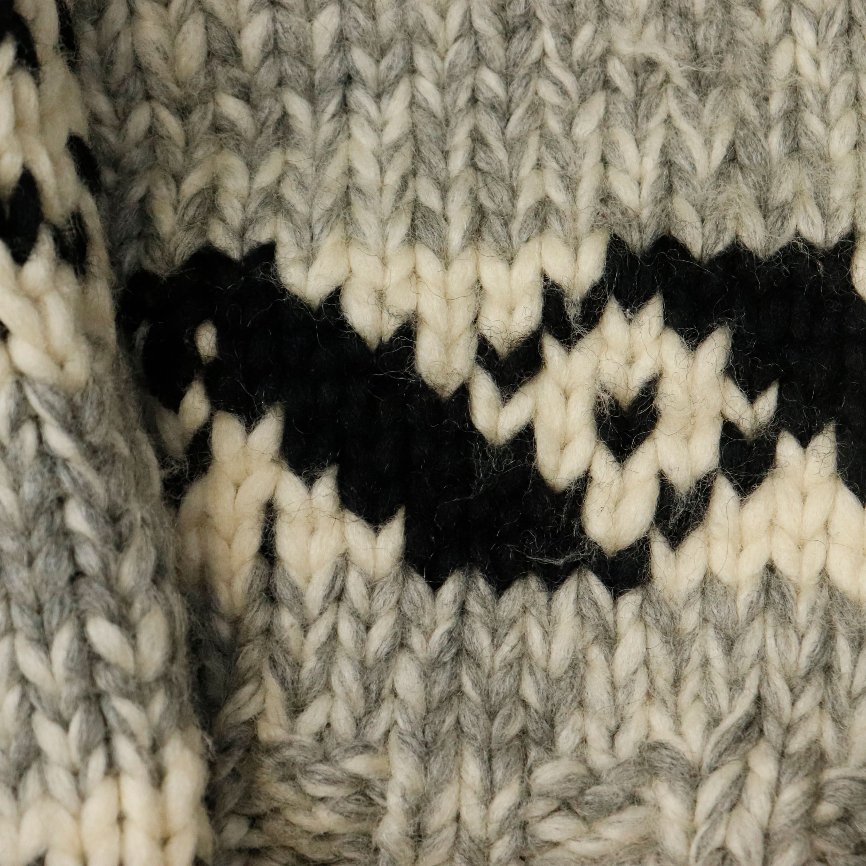 Vintage Cowichan Hand Knit Patterned Zip Sweater Size N/A