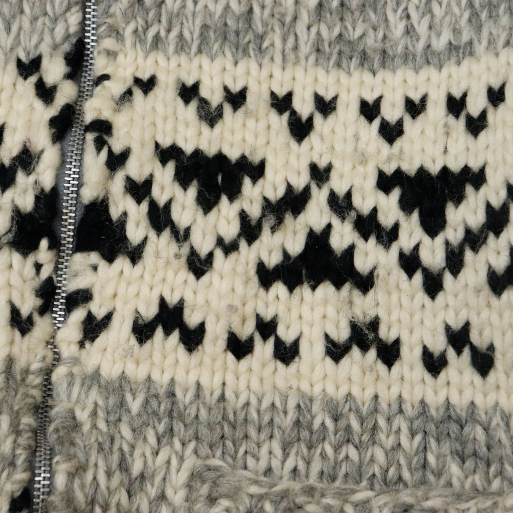 Vintage Cowichan Hand Knit Patterned Zip Sweater Size N/A