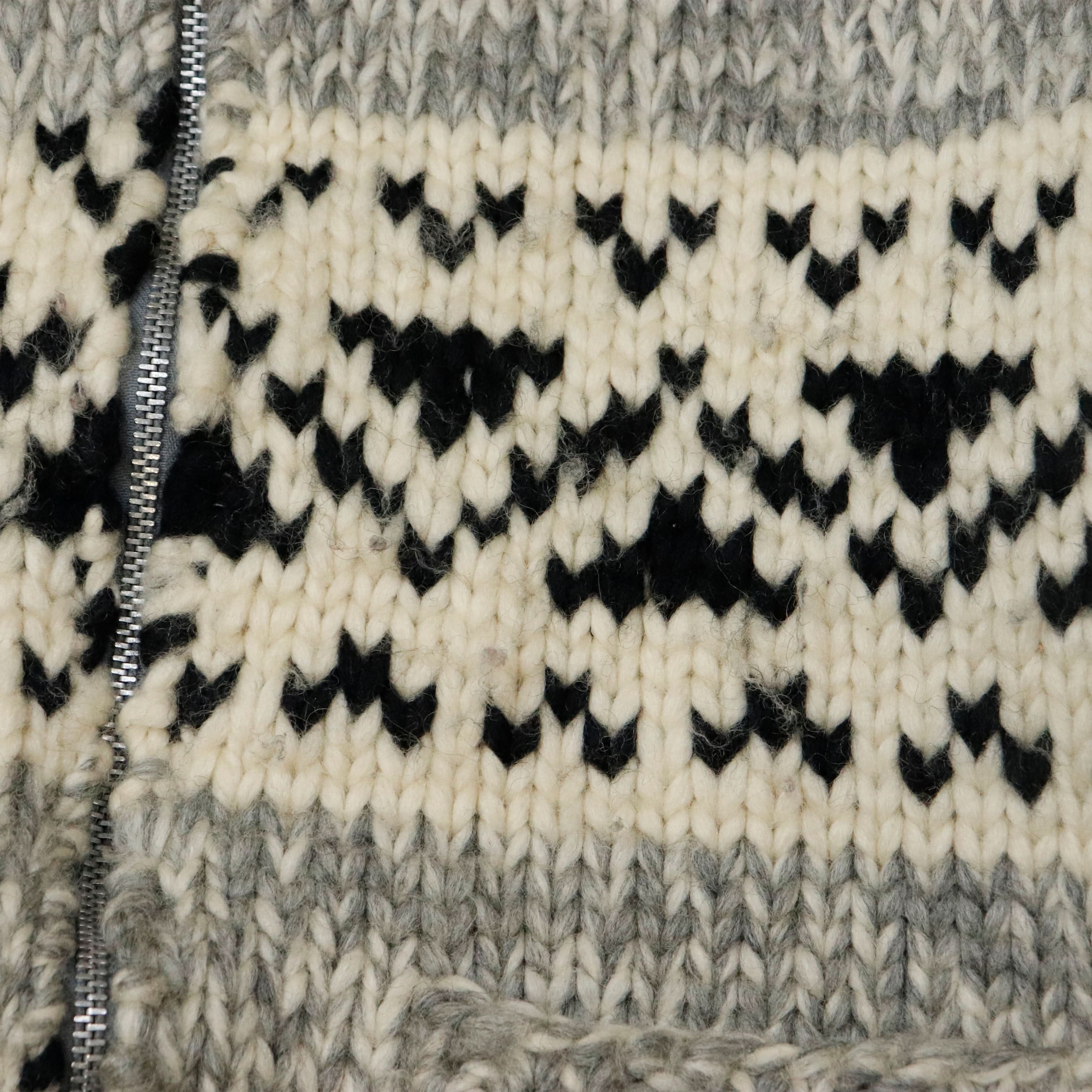 Vintage Cowichan Hand Knit Patterned Zip Sweater Size N/A